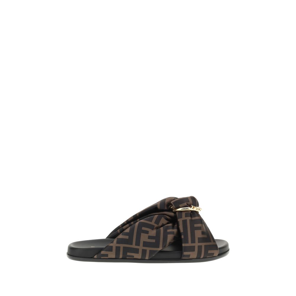 Fendi Multicolor Silk Flat Sandals