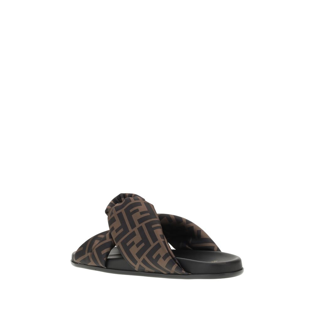 Fendi Multicolor Silk Flat Sandals