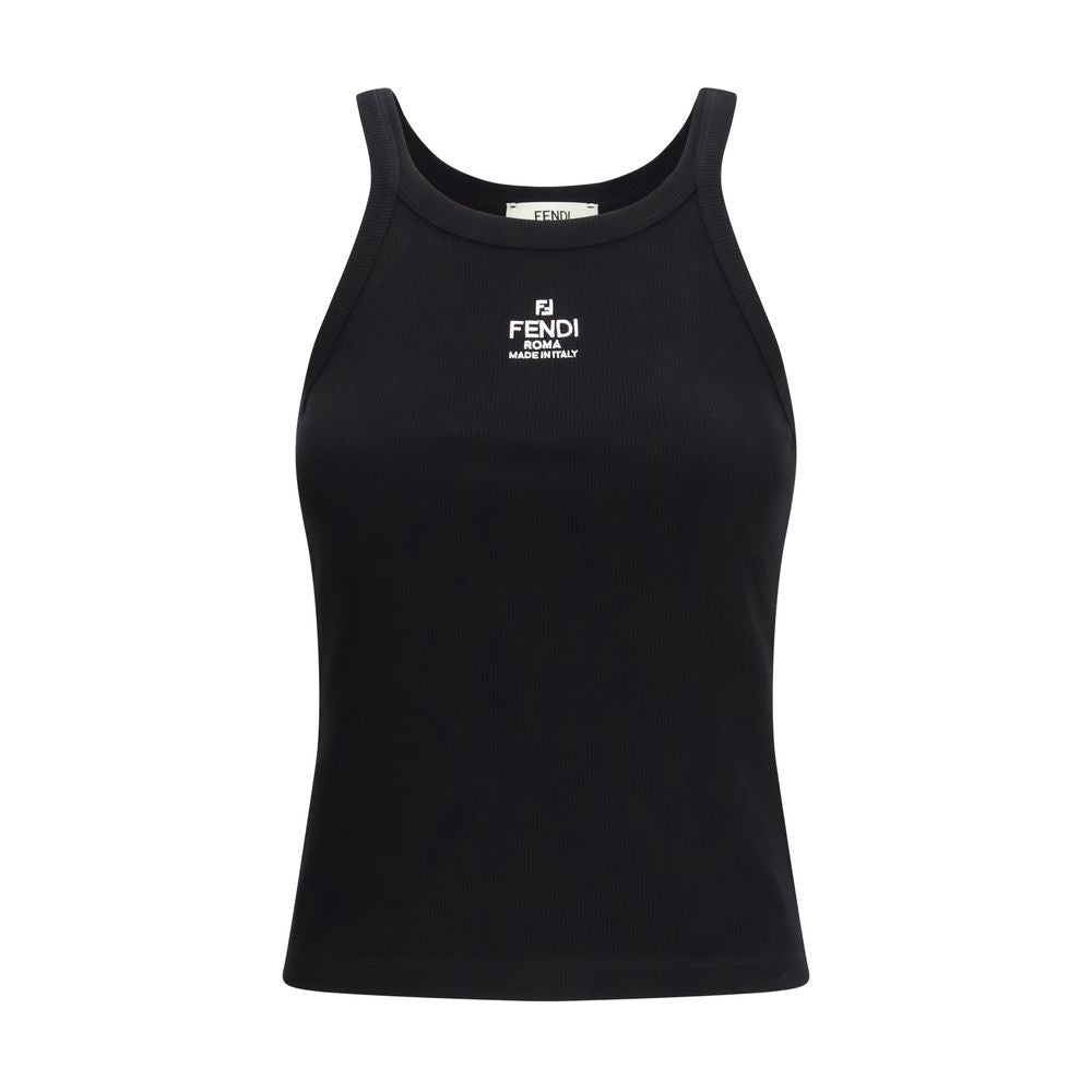 Fendi Black Cotton Sleeveles T-Shirt