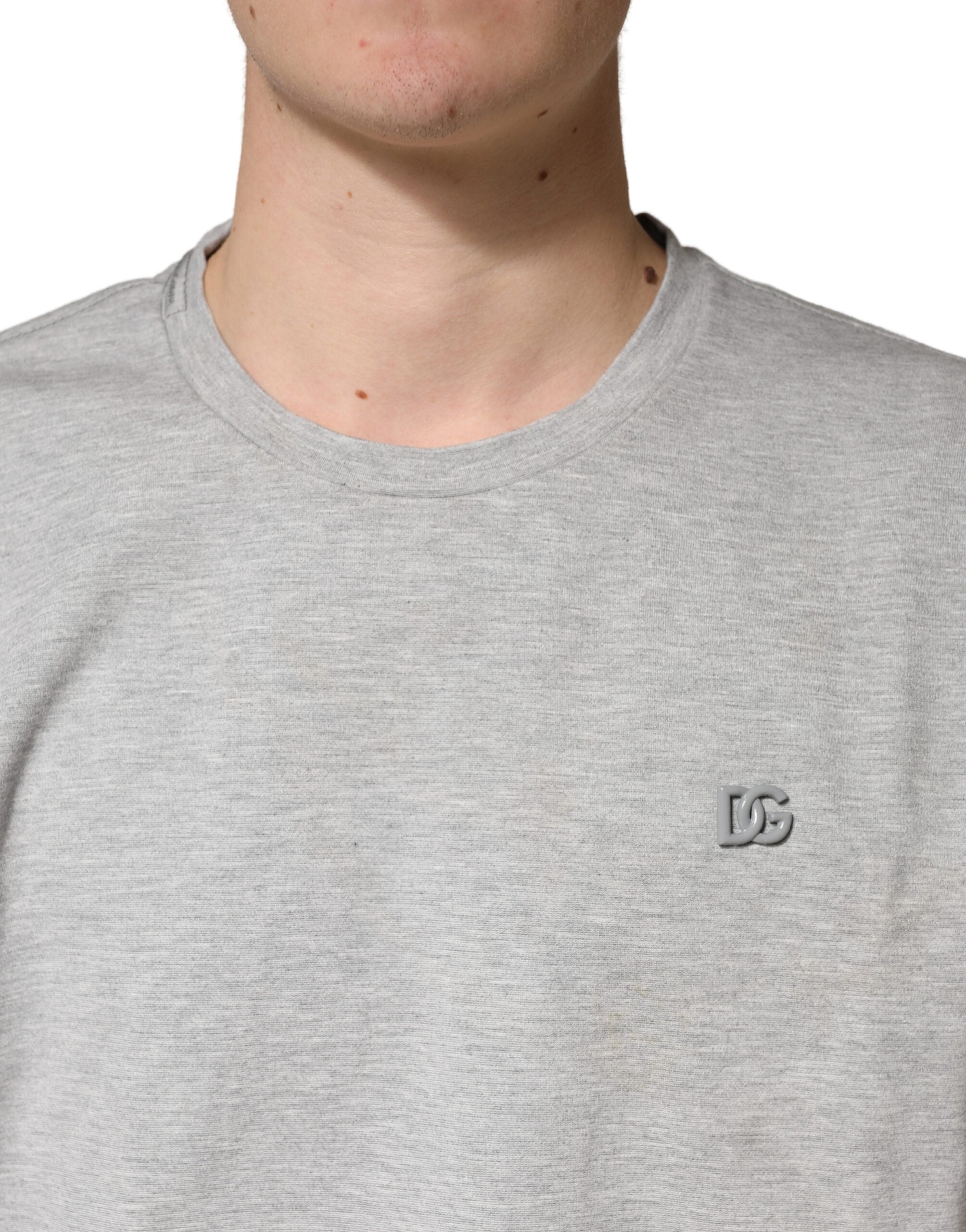 Dolce & Gabbana Grey Cotton Crewneck Short Sleeve T-Shirt