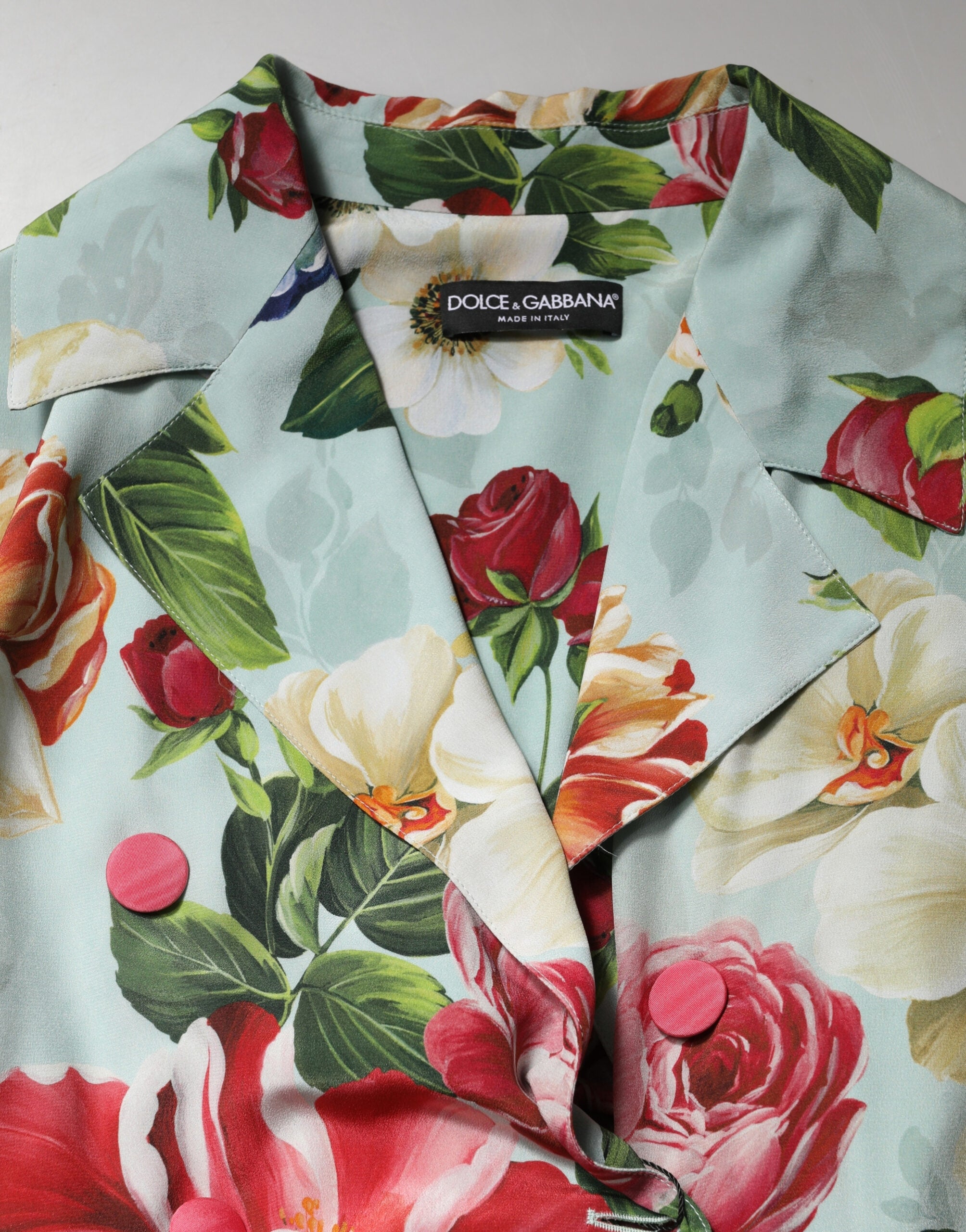 Dolce & Gabbana Green Floral Silk Wrap Midi Long Sleeve Dress