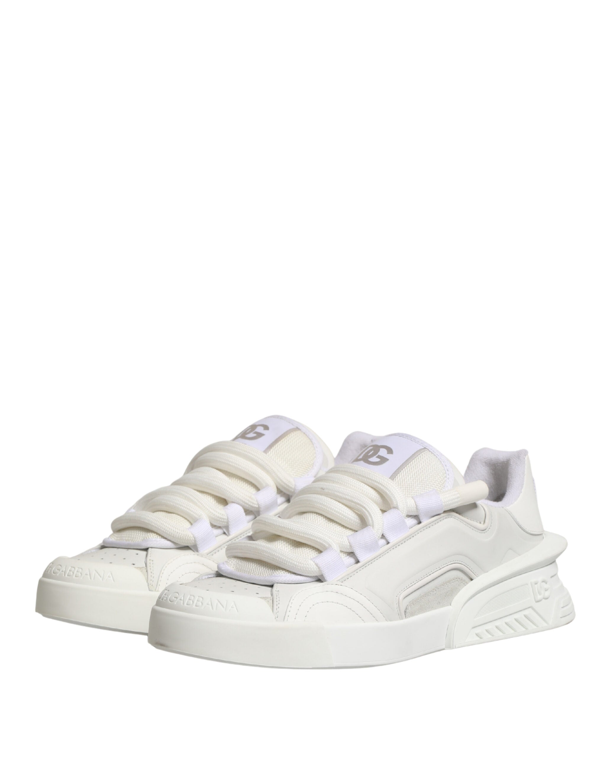 Dolce & Gabbana White Calfskin Leather Low Top Sneakers Shoes