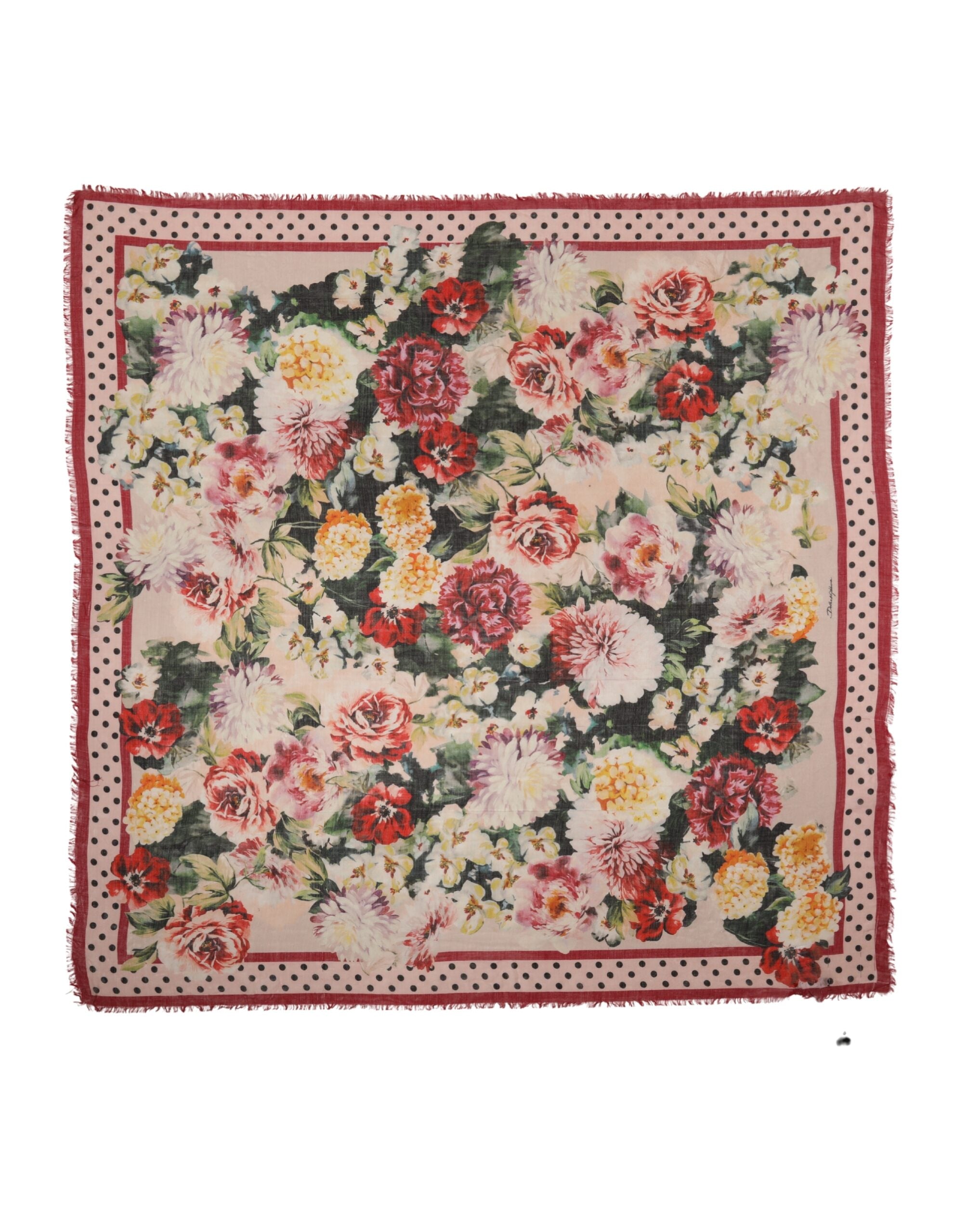 Dolce & Gabbana Multicolor Floral Print Square Stole 136cm x 130cm Scarf