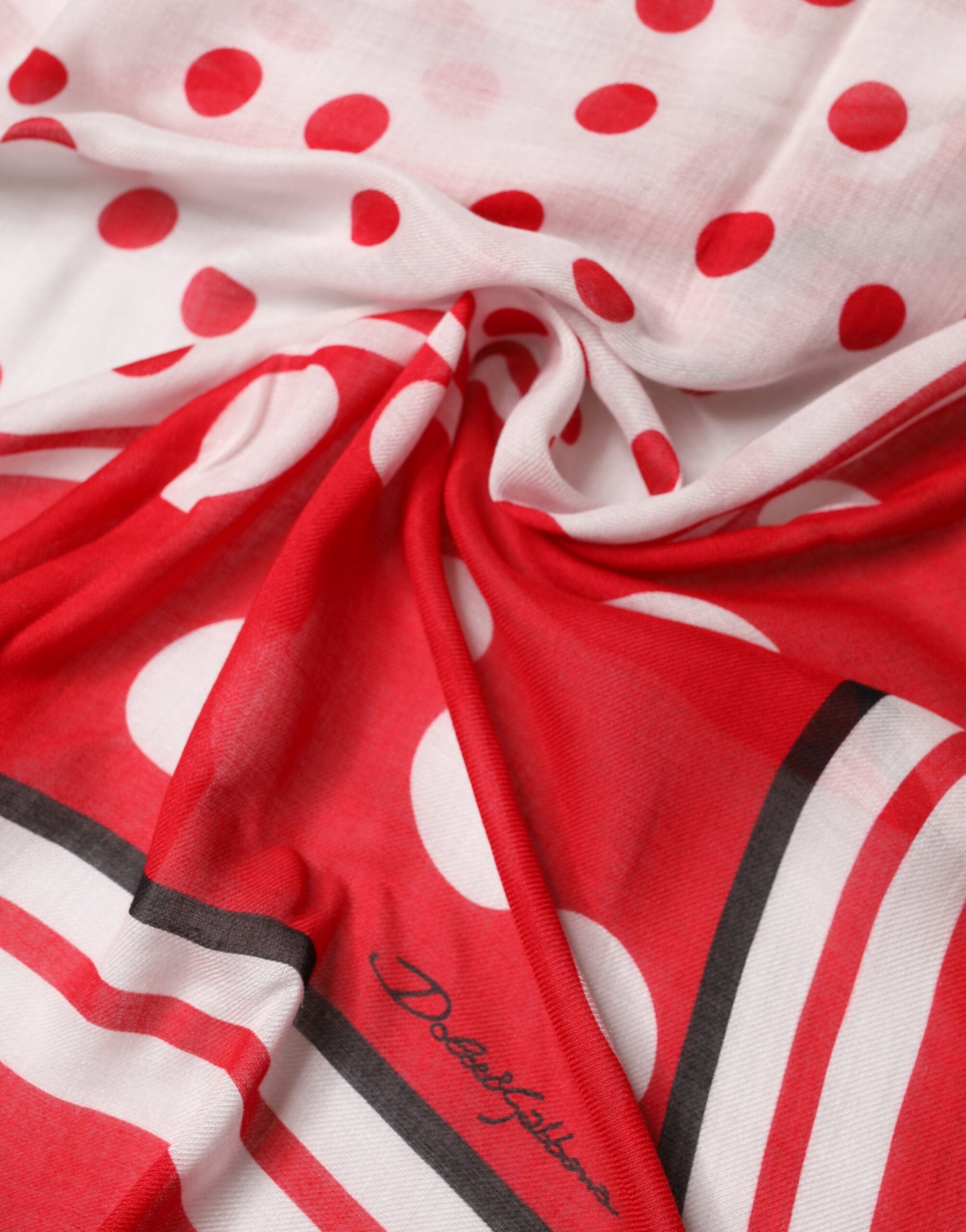 Dolce & Gabbana Red Polka Dot Print Square Stole 130cm x 130cm Scarf