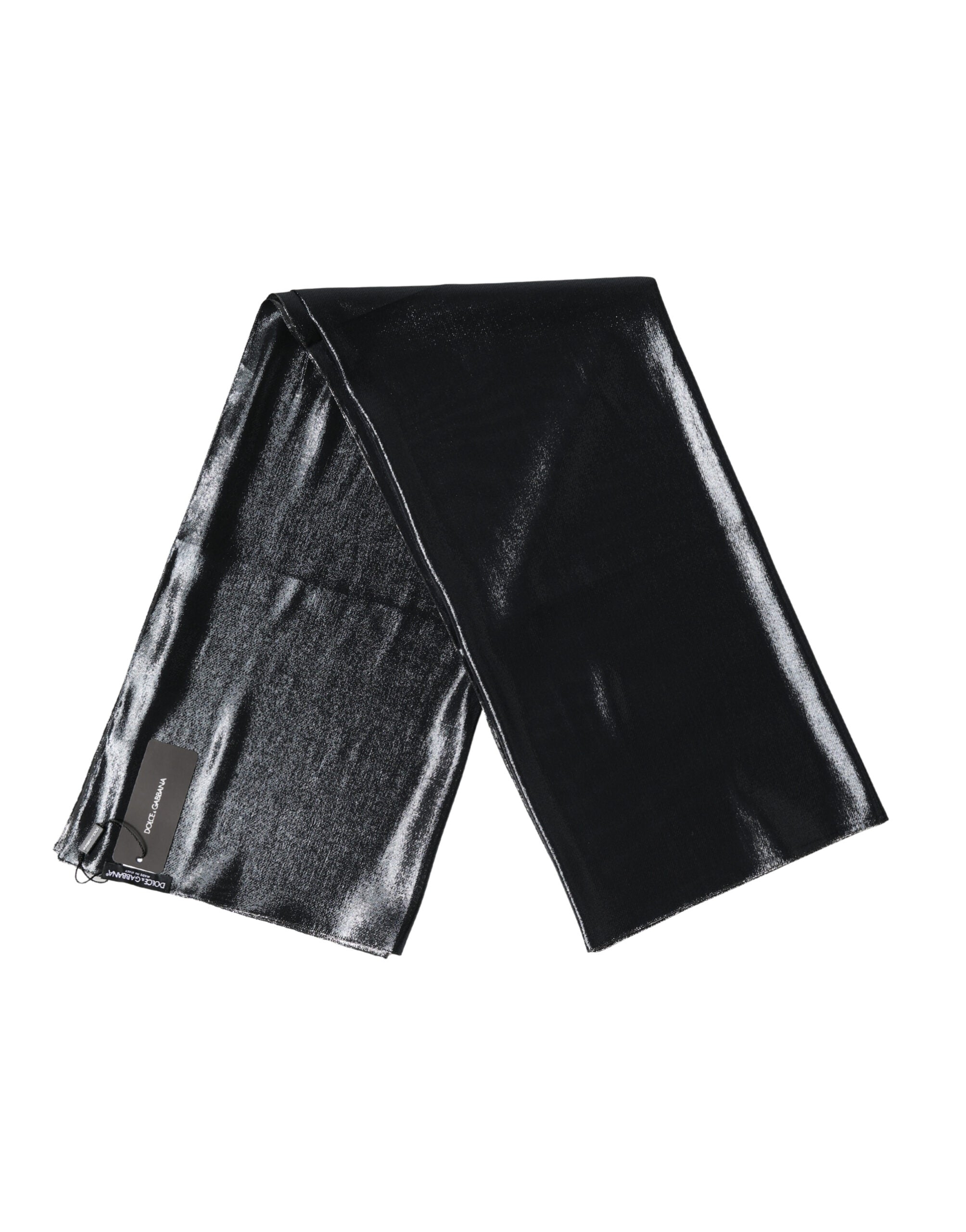 Dolce & Gabbana Black Silk Lurex Foulard Wrap Shawl 119cm x 117.5cm  Scarf