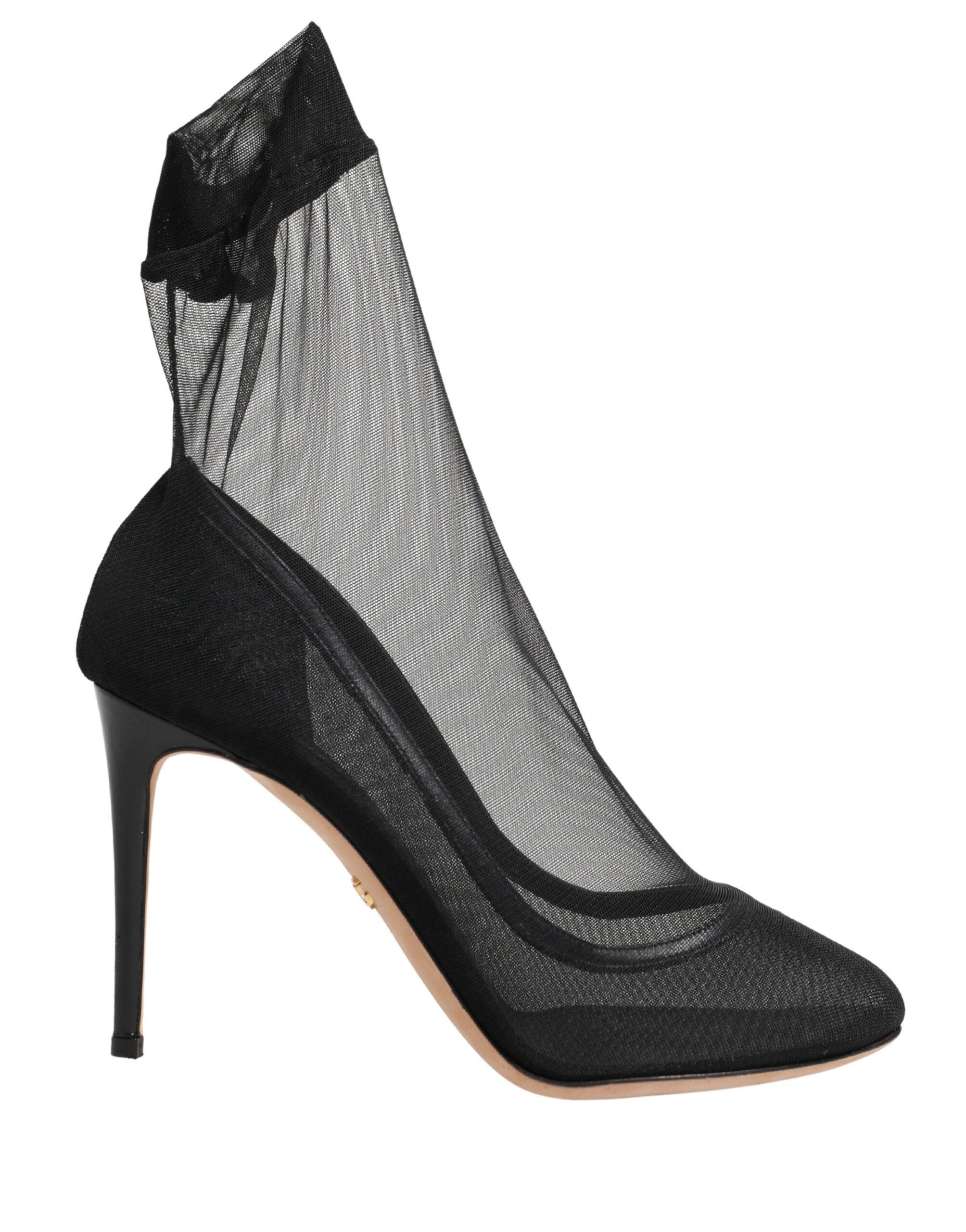 Dolce & Gabbana Black Nylon Stretch Mesh Sock Boots Shoes