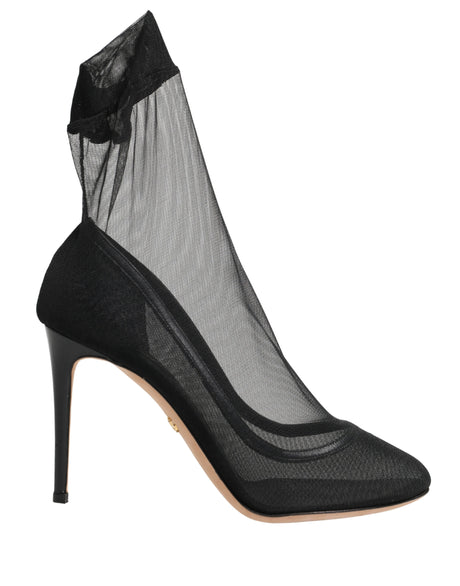 Dolce & Gabbana Black Nylon Stretch Mesh Sock Boots Shoes