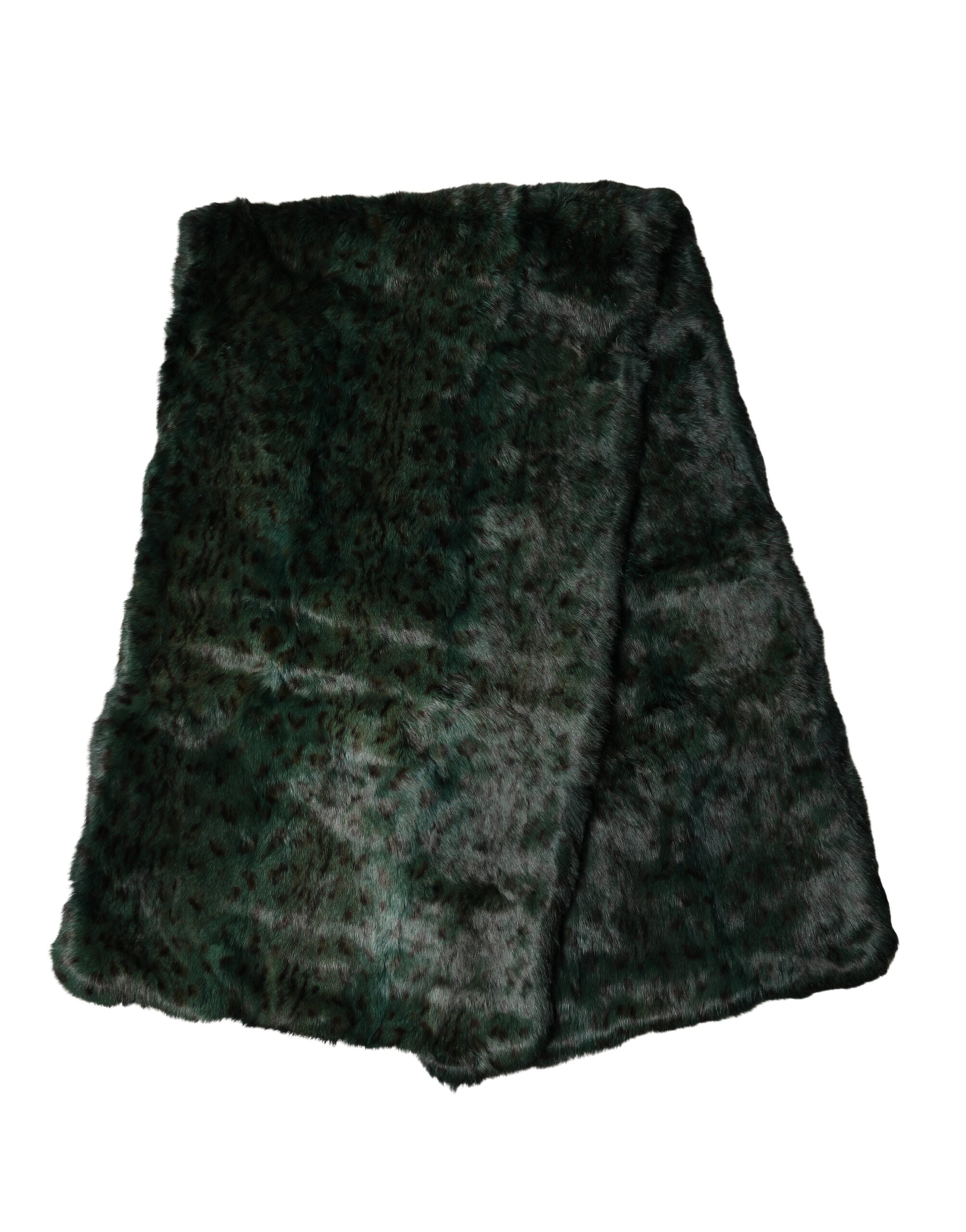 Dolce & Gabbana Black Green Stripe Fur Shawl Neck Wrap 180cm x49cm  Scarf