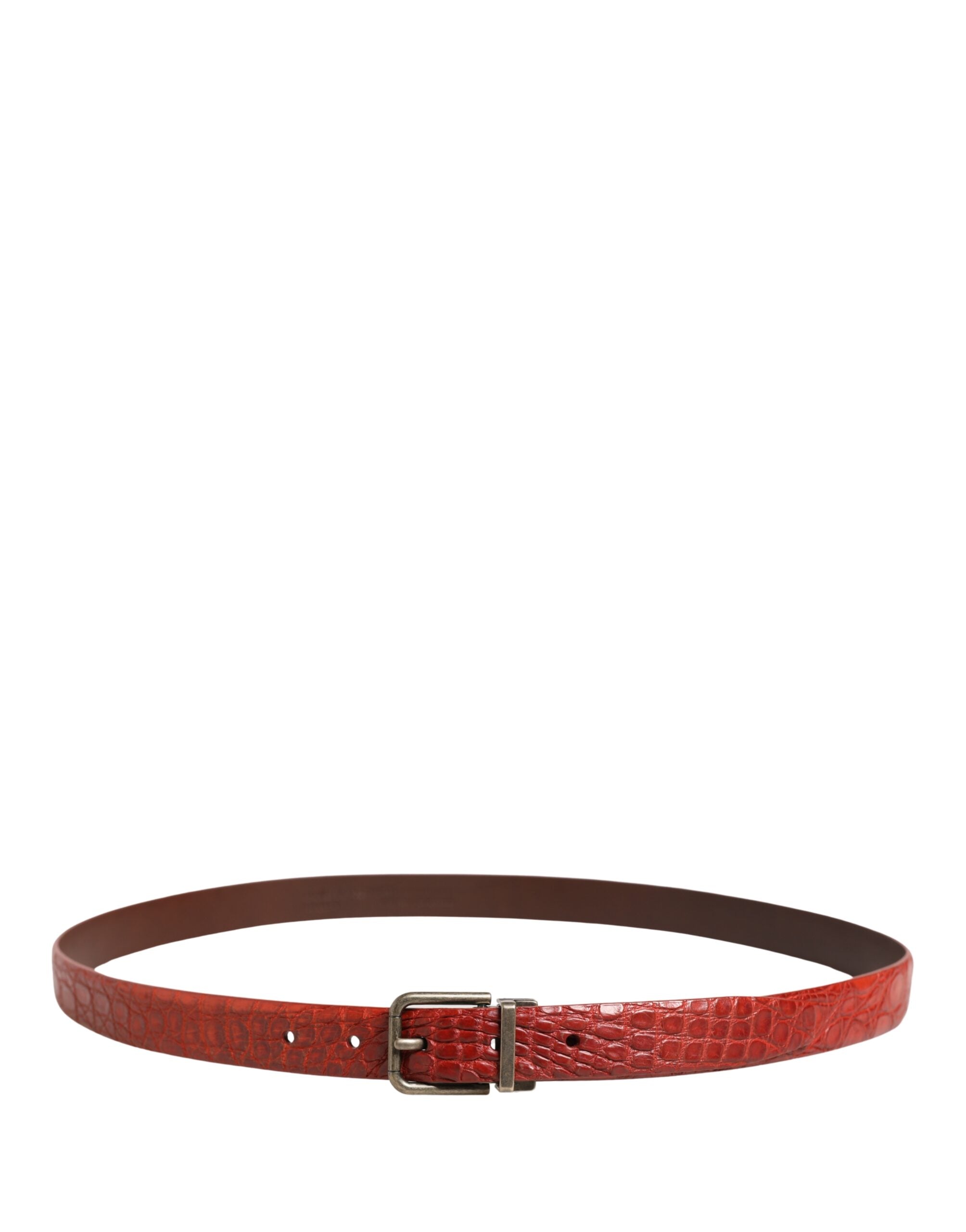 Dolce & Gabbana Red Leather Gold Tone Metal Buckle Men Belt