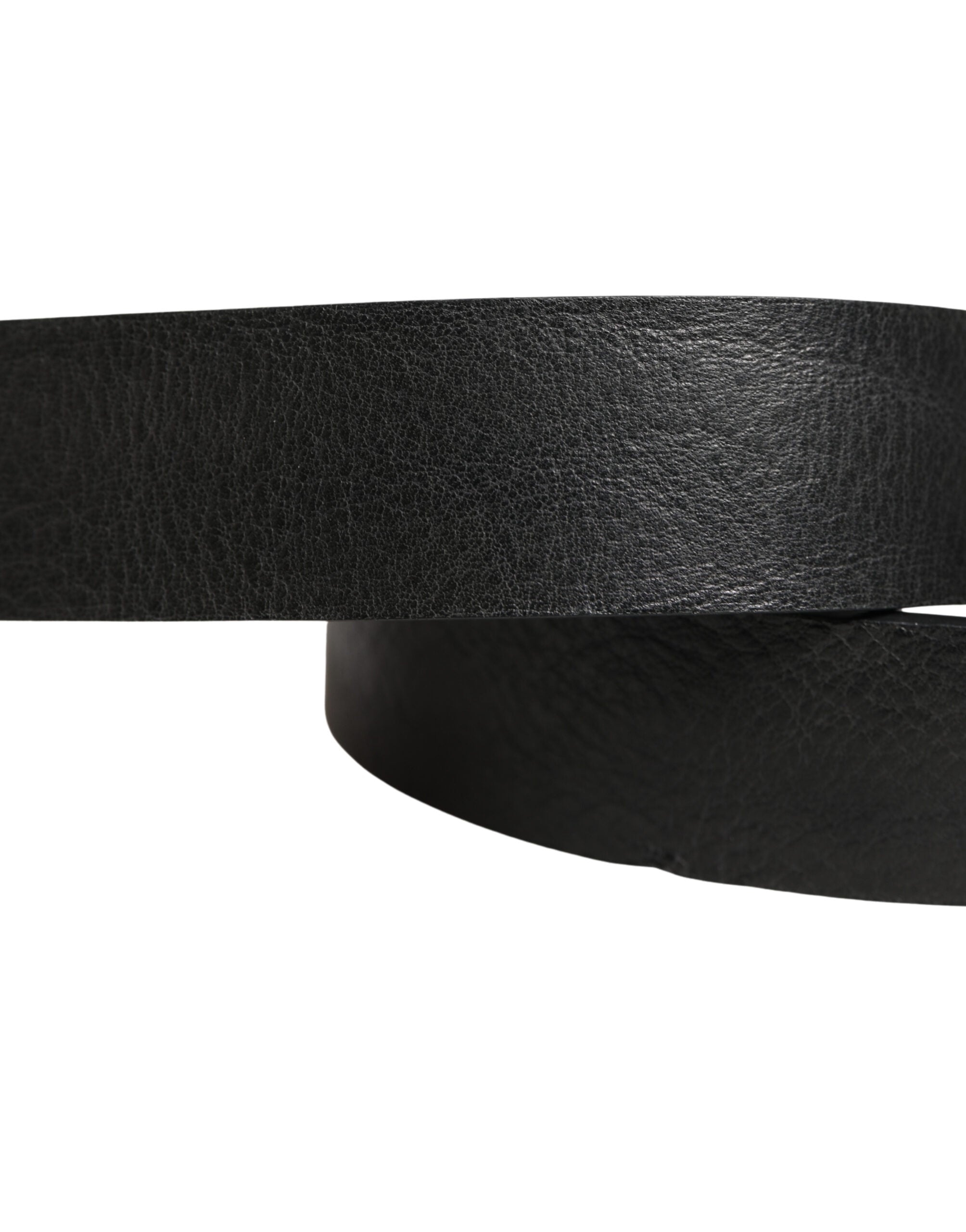 Dolce & Gabbana Black Leather Silver Chain Waist Men Belt