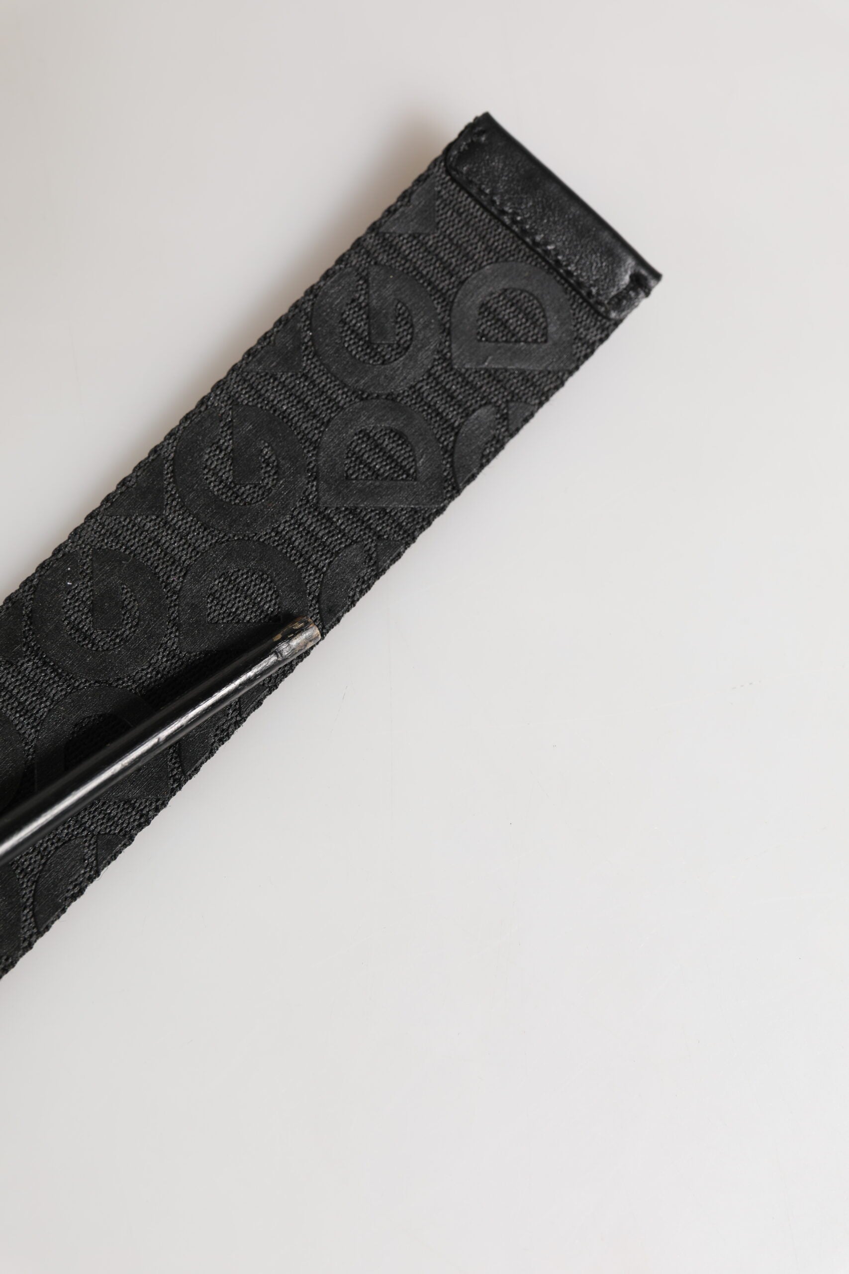 Dolce & Gabbana Black Logo Monogram Silver Metal Buckle Belt