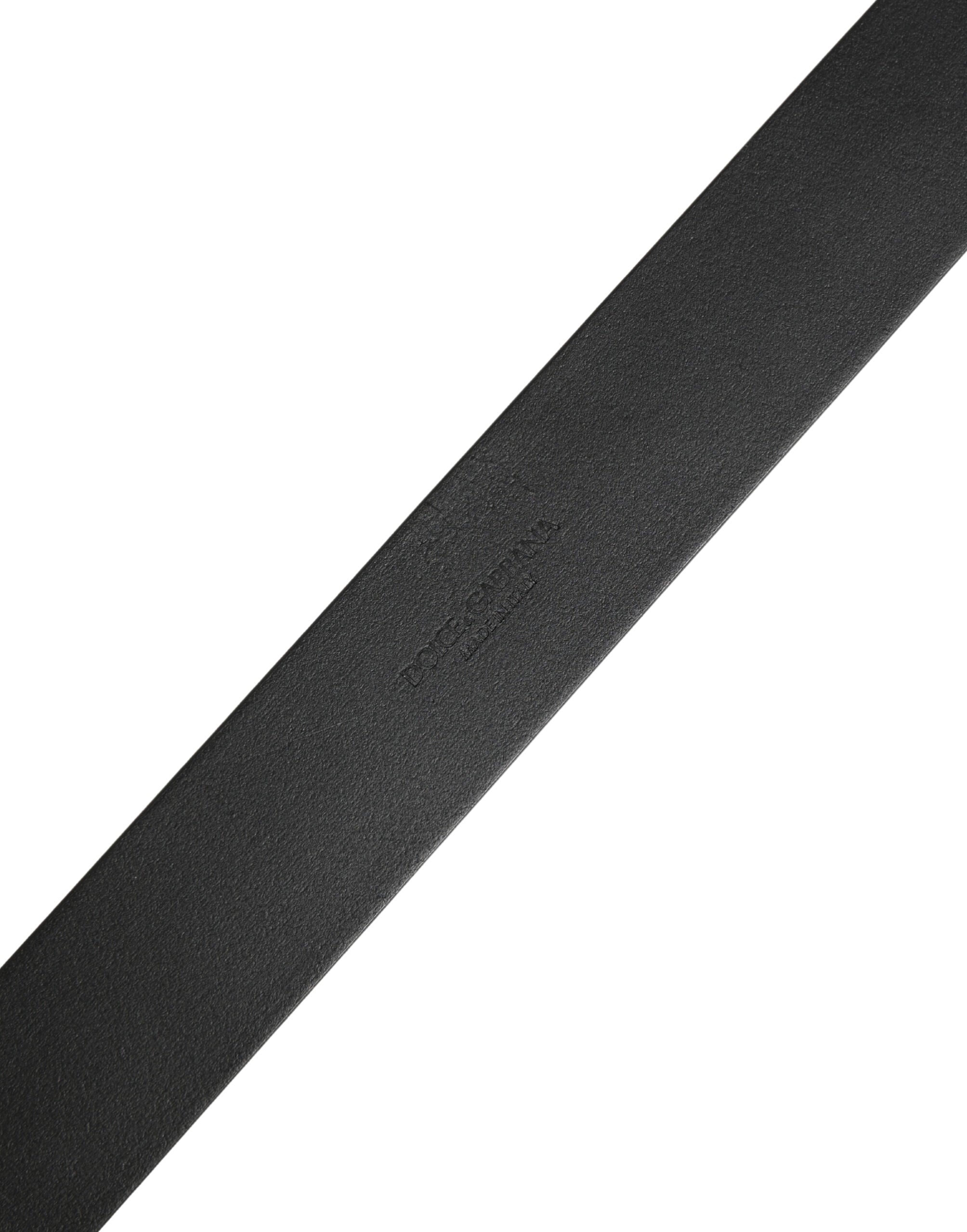 Dolce & Gabbana Black Calf Leather Silver Metal Buckle Belt