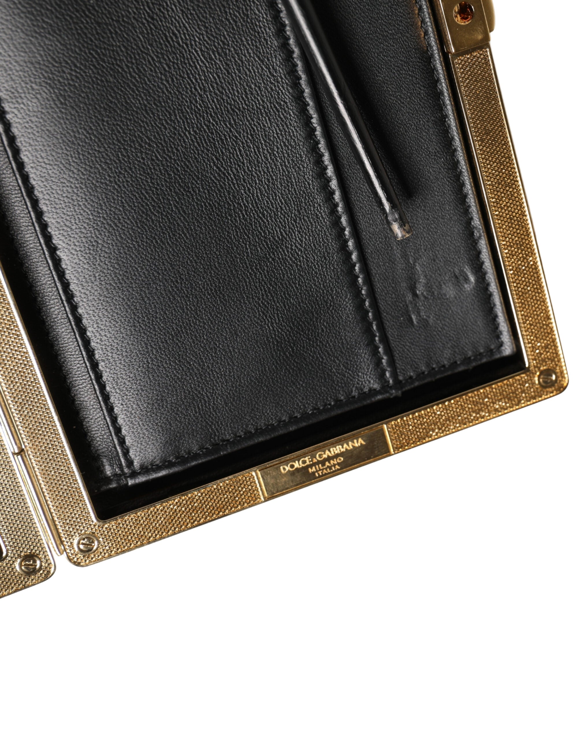 Dolce & Gabbana White Lambskin Leather Clutch Evening Women Purse Bag