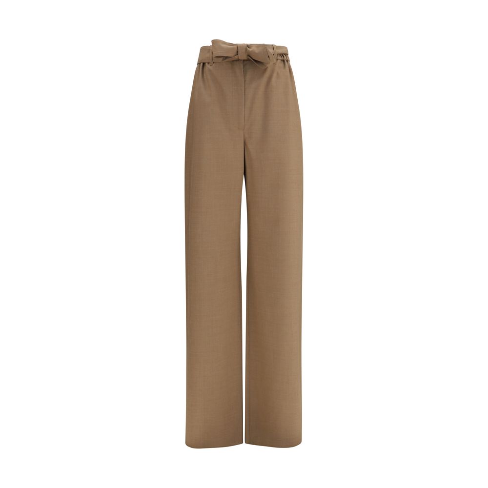 Max Mara Beige Fleece Wool Casual Pants