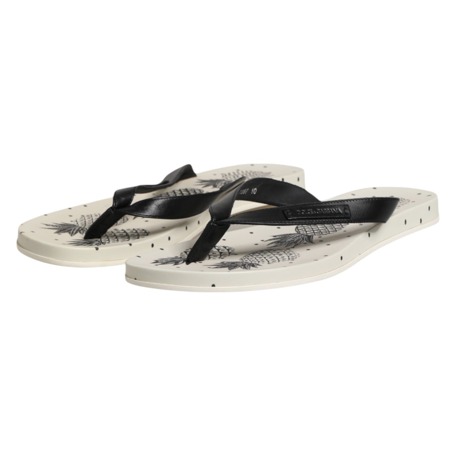 Dolce & Gabbana White Pineapple Print Slides Flip Flops Shoes