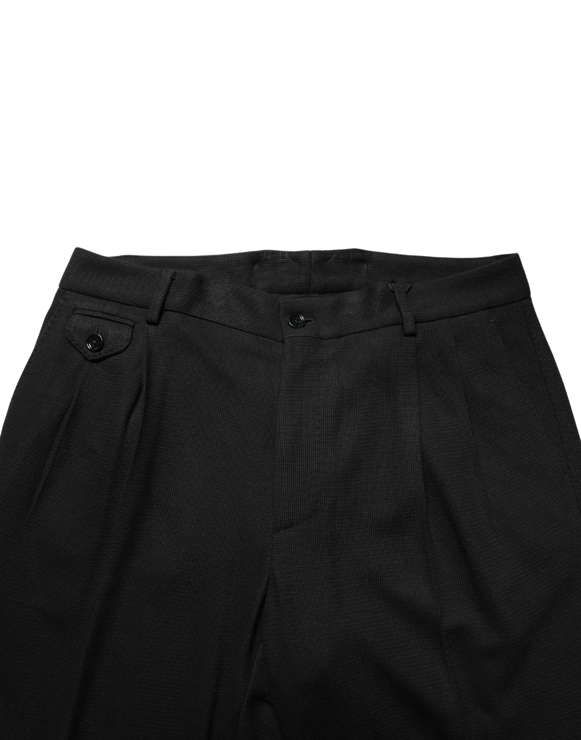 Dolce & Gabbana Black Wool Skinny Men Dress Trouser Pants