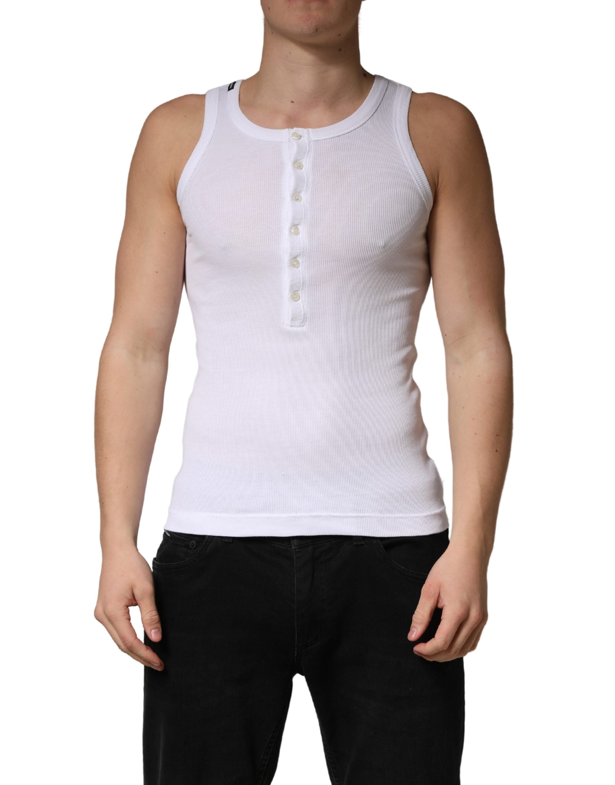 Dolce & Gabbana White Sleeveless Round Neck Tank Top T-shirt