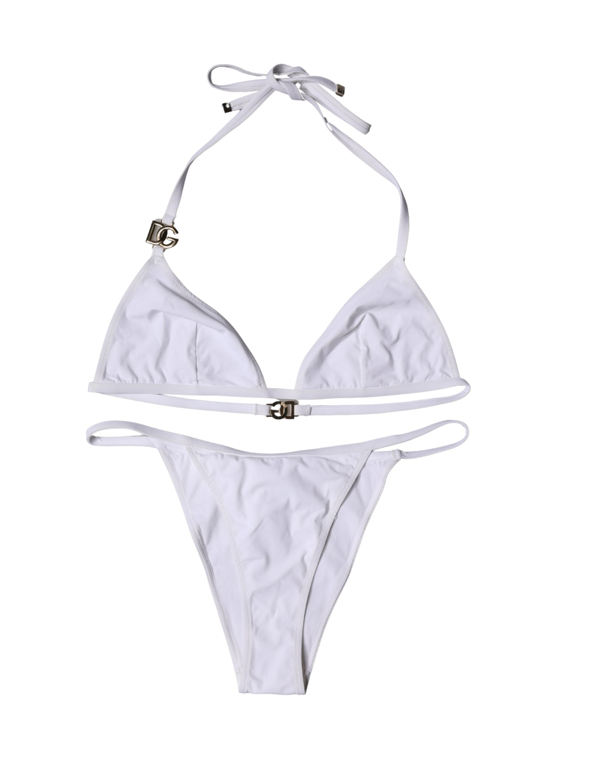 Dolce & Gabbana White Logo Swimsuit 2 Piece Top Bottom Swimwear