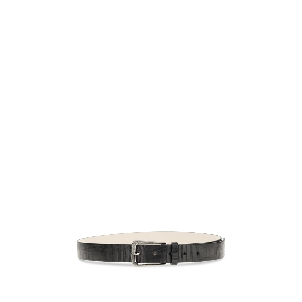 Brunello Cucinelli Black Calf Leather Bos Taurus Regular Belt
