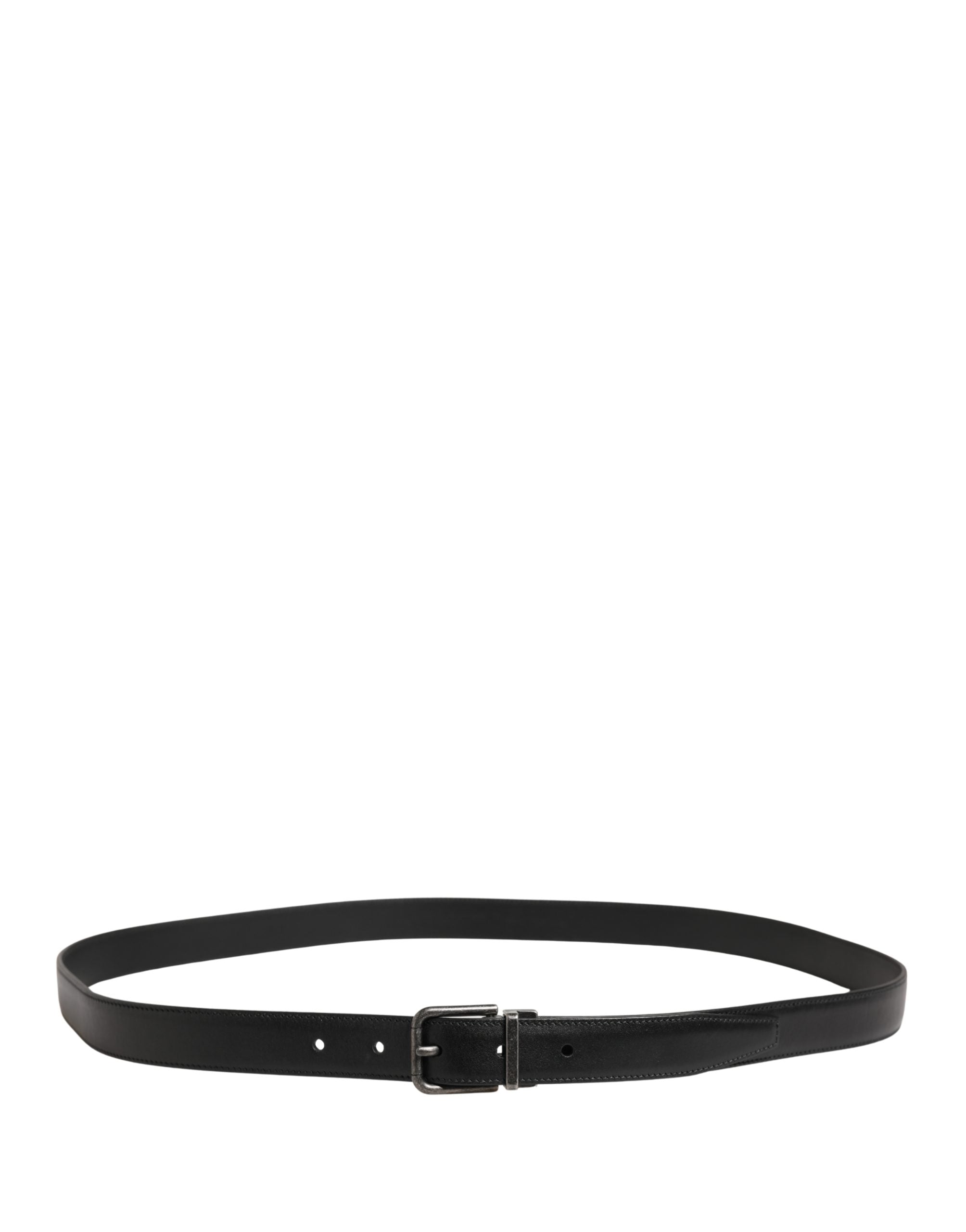 Dolce & Gabbana Men Black Classic Leather Metal Buckle Belt