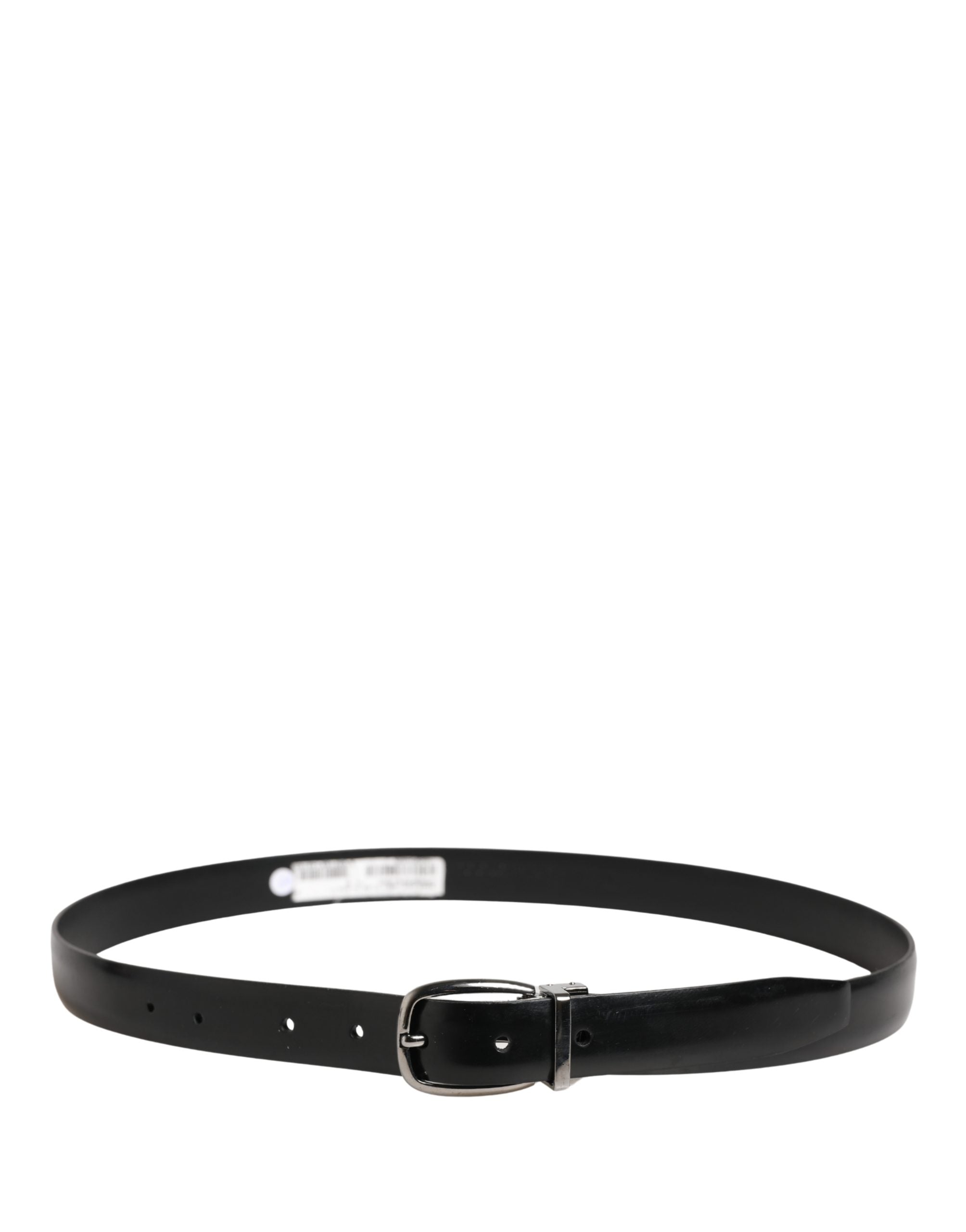 Dolce & Gabbana Men Black Classic Leather Metal Buckle Belt