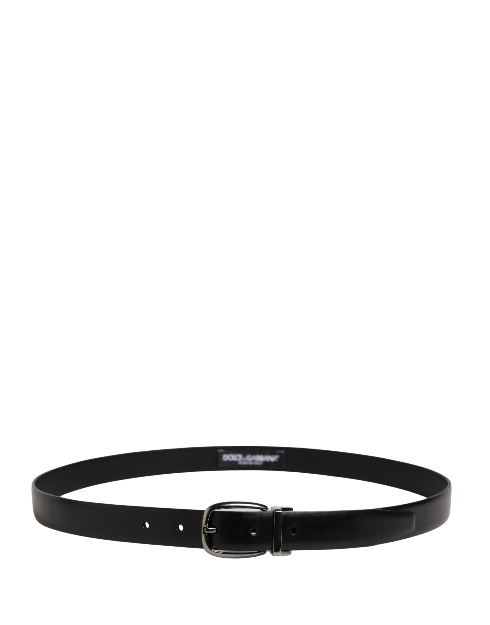 Dolce & Gabbana Men Black Classic Leather Metal Buckle Belt