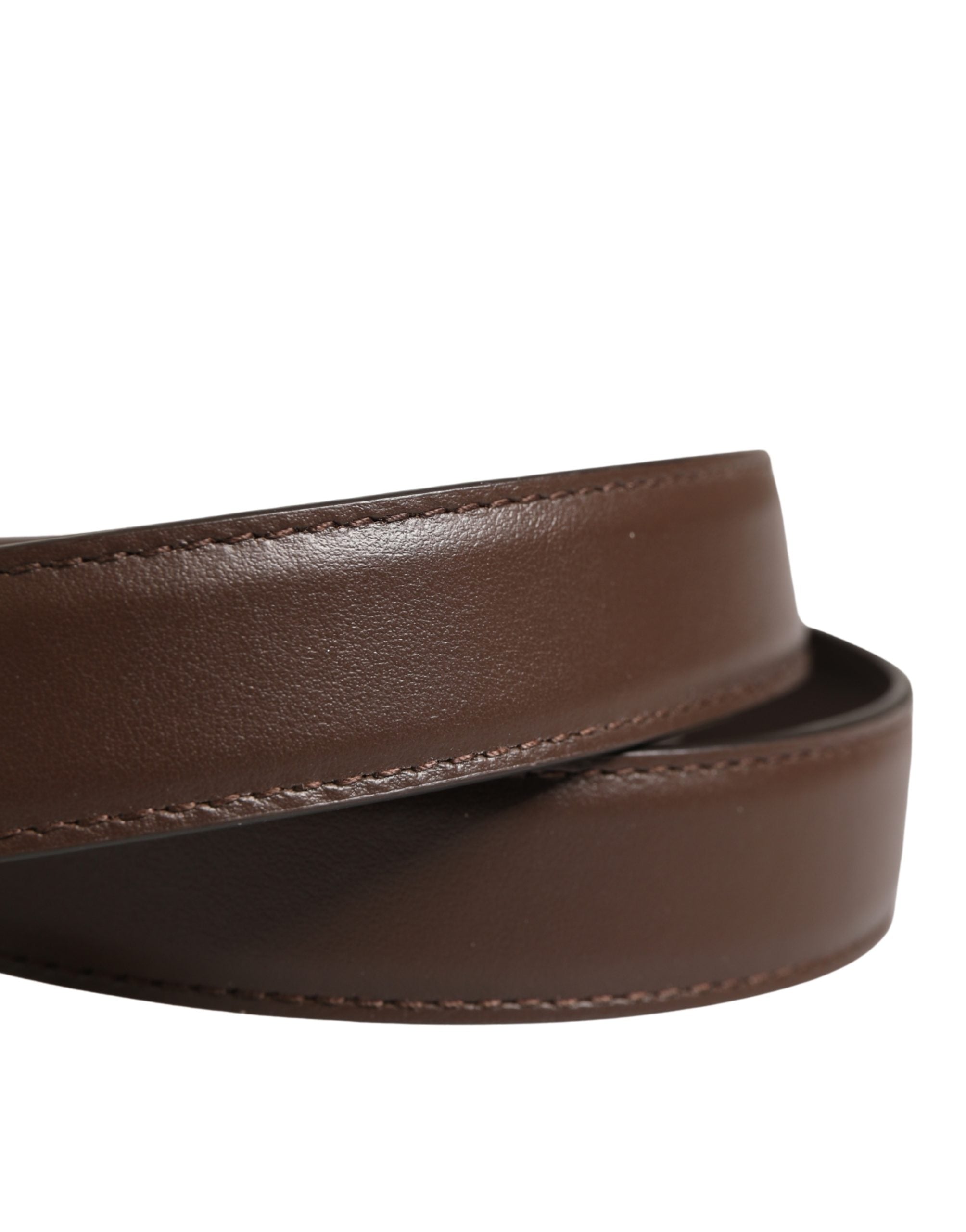 Dolce & Gabbana Belt Men Brown Classic Leather Metal Buckle Belt