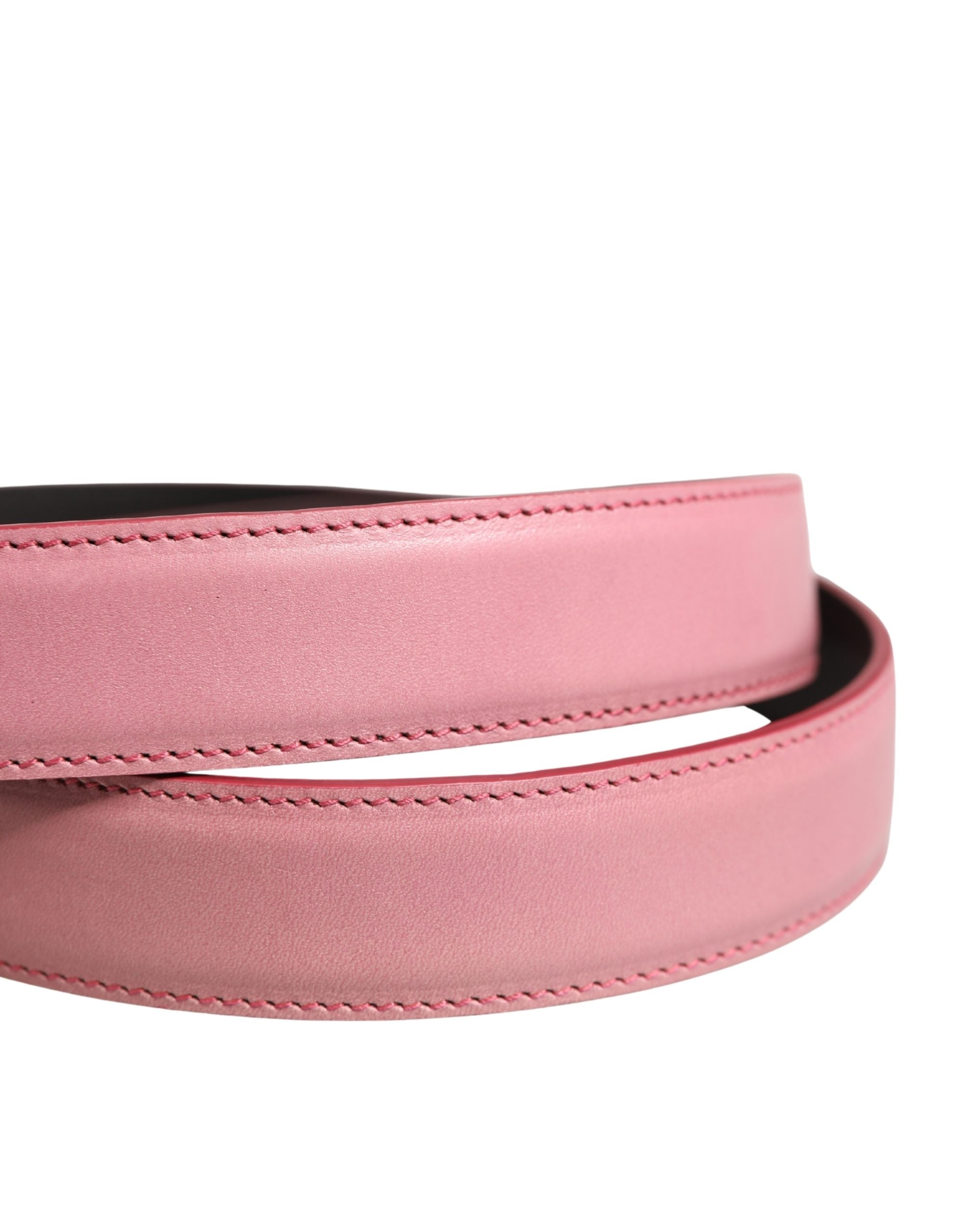 Dolce & Gabbana Men Pink Classic Leather Metal Buckle Belt