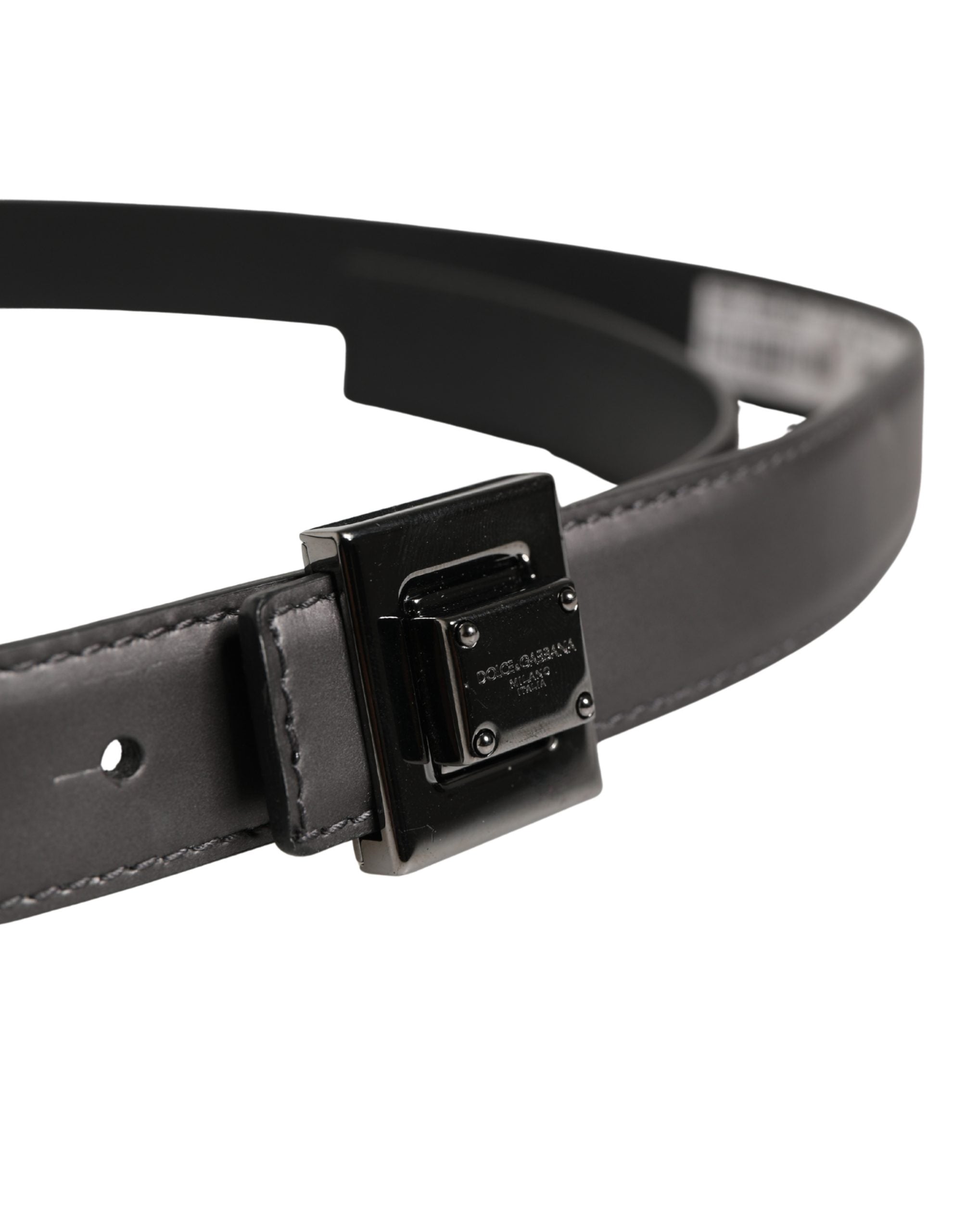 Dolce & Gabbana Men Silver Classic Leather Square Buckle Belt