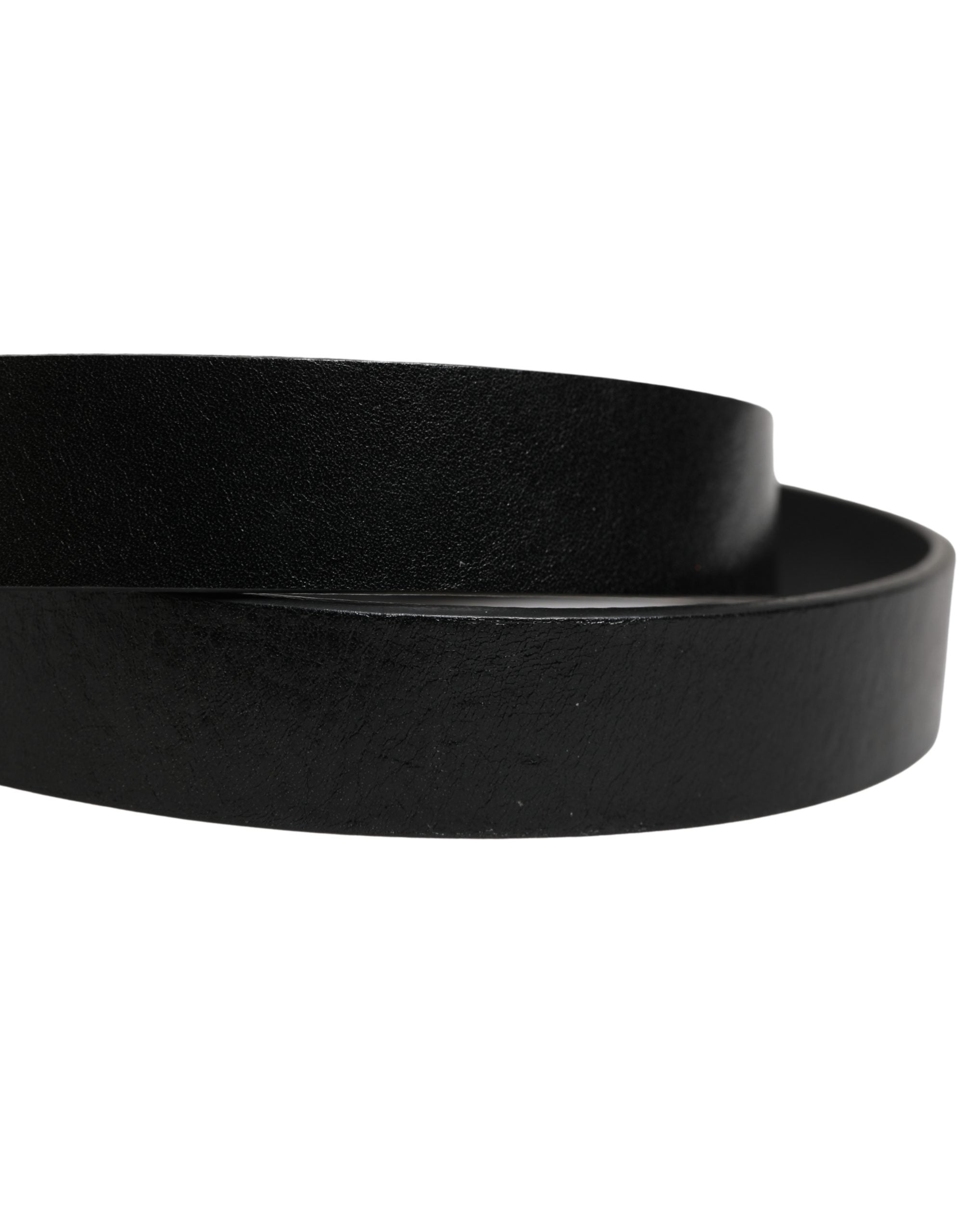 Dolce & Gabbana Men Black Classic Leather Logo Buckle Belt