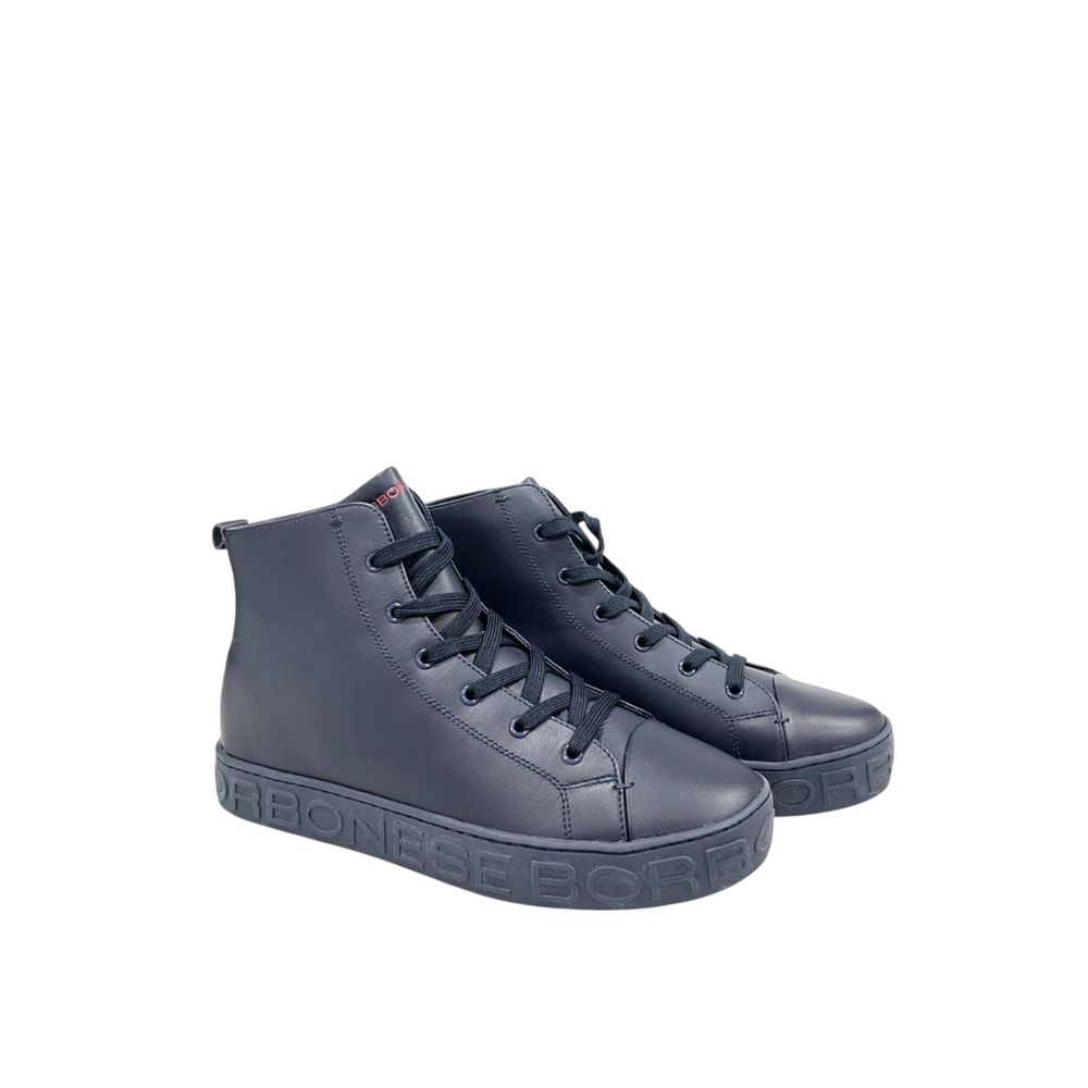 Borbonese Blue Genuine Leather Men Sneaker