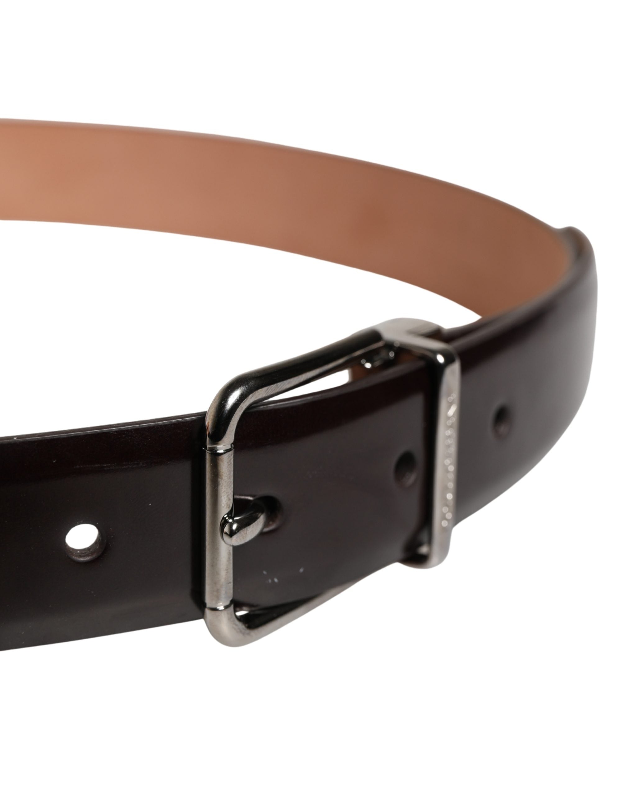 Dolce & Gabbana Men Black Calfskin Leather Metal Buckle Belt