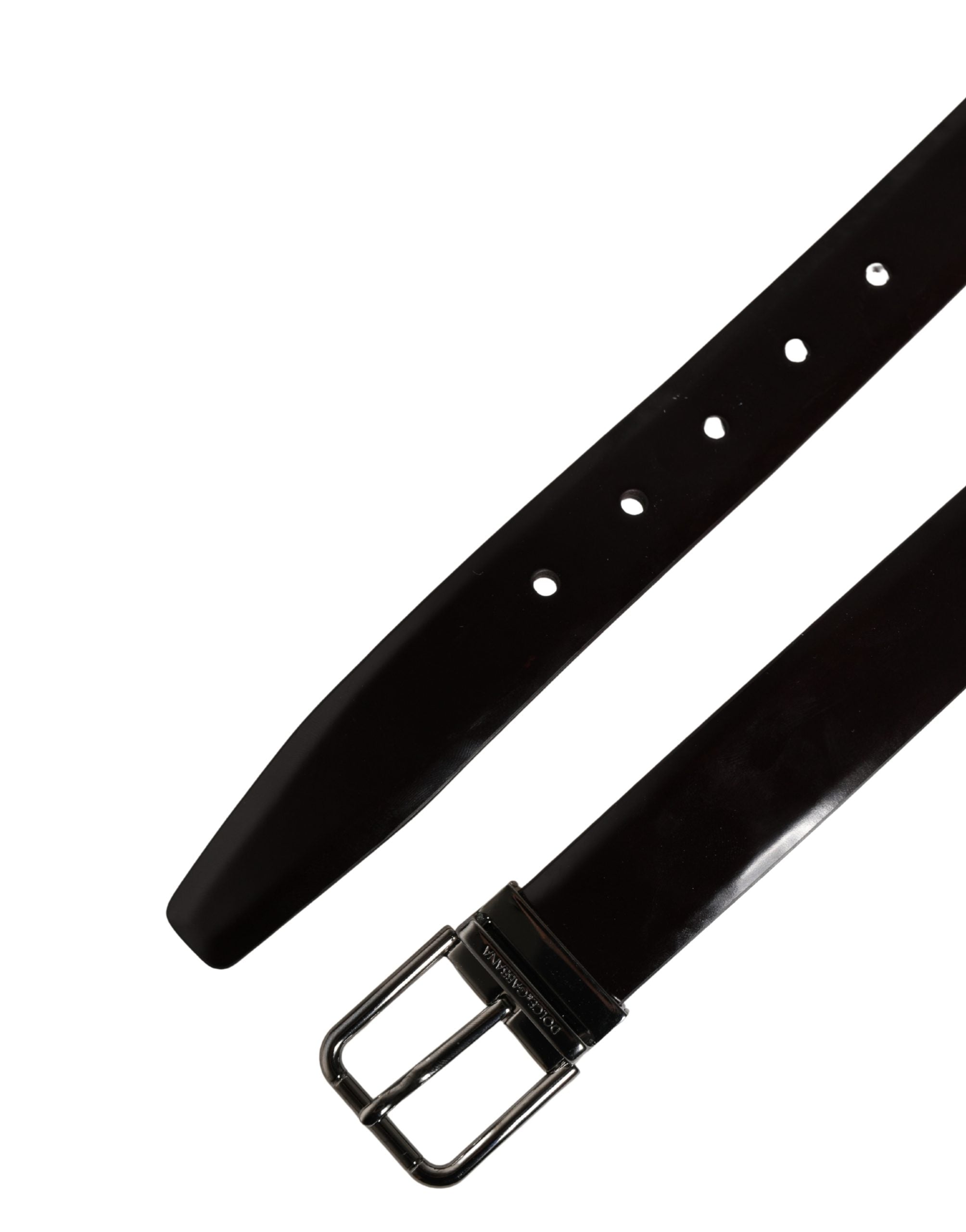 Dolce & Gabbana Men Black Calfskin Leather Metal Buckle Belt