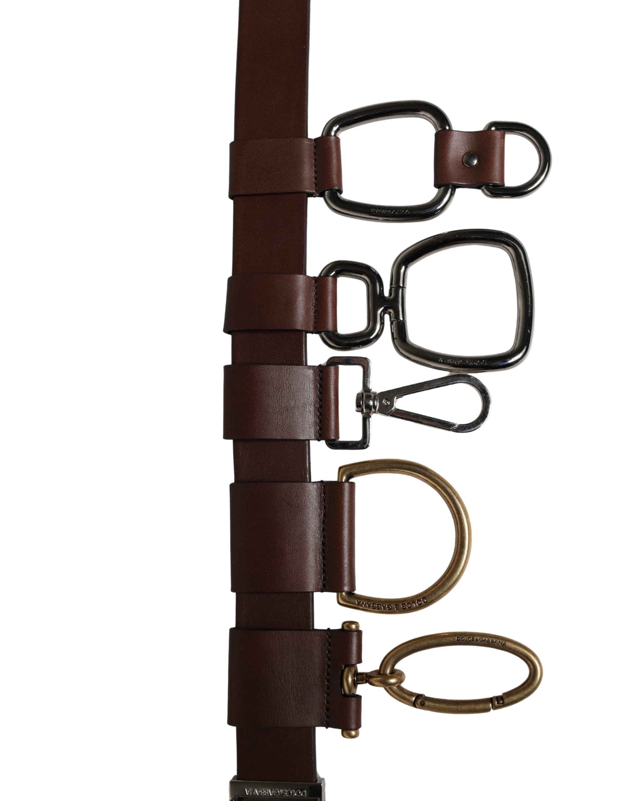 Dolce & Gabbana Men Brown Classic Leather Metal Buckle Belt