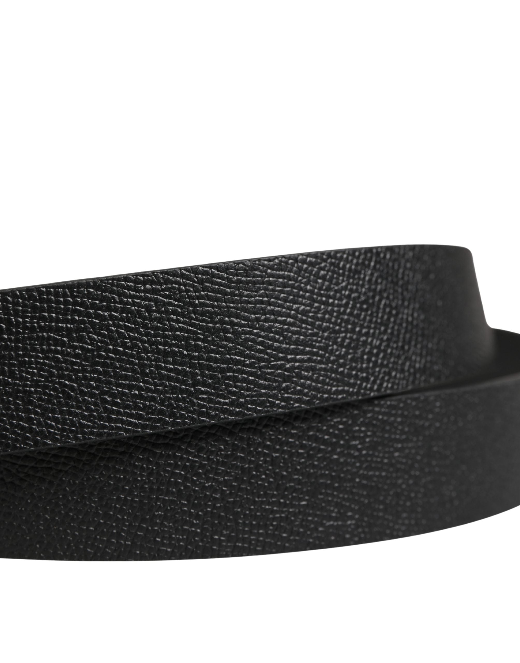 Dolce & Gabbana Men Black Calf Leather Metal Buckle Belt