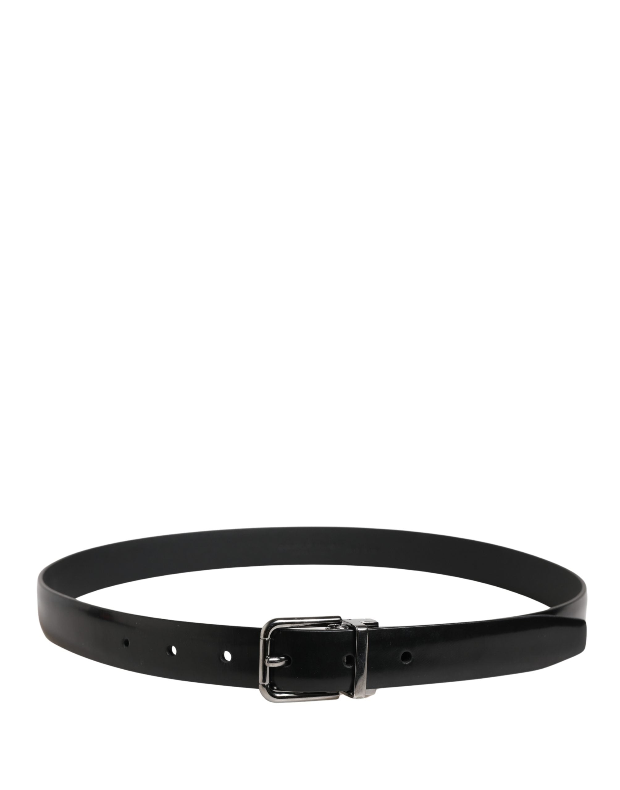 Dolce & Gabbana Men Black Leather Classic Metal Buckle Belt