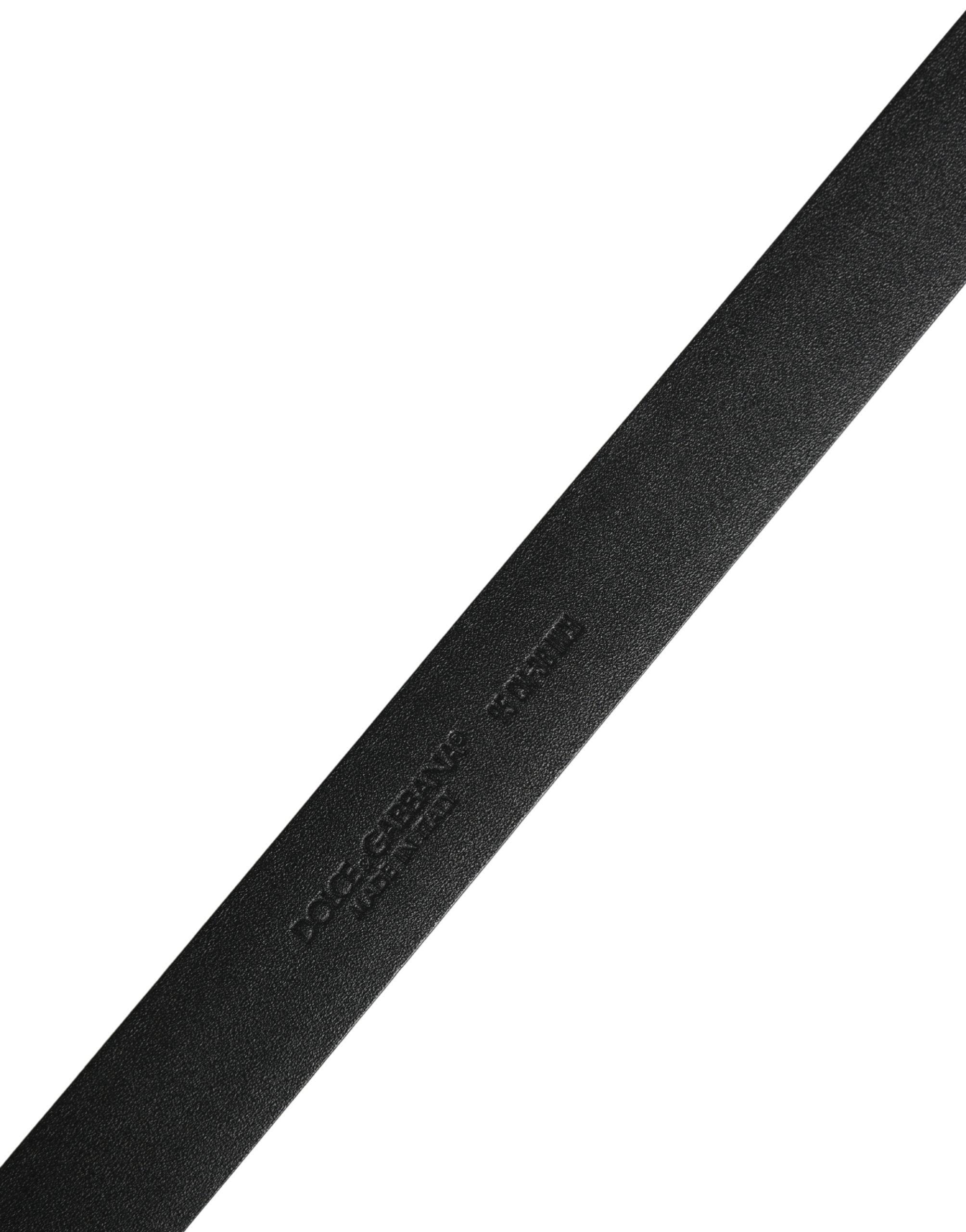 Dolce & Gabbana Men Black Leather Classic Metal Buckle Belt