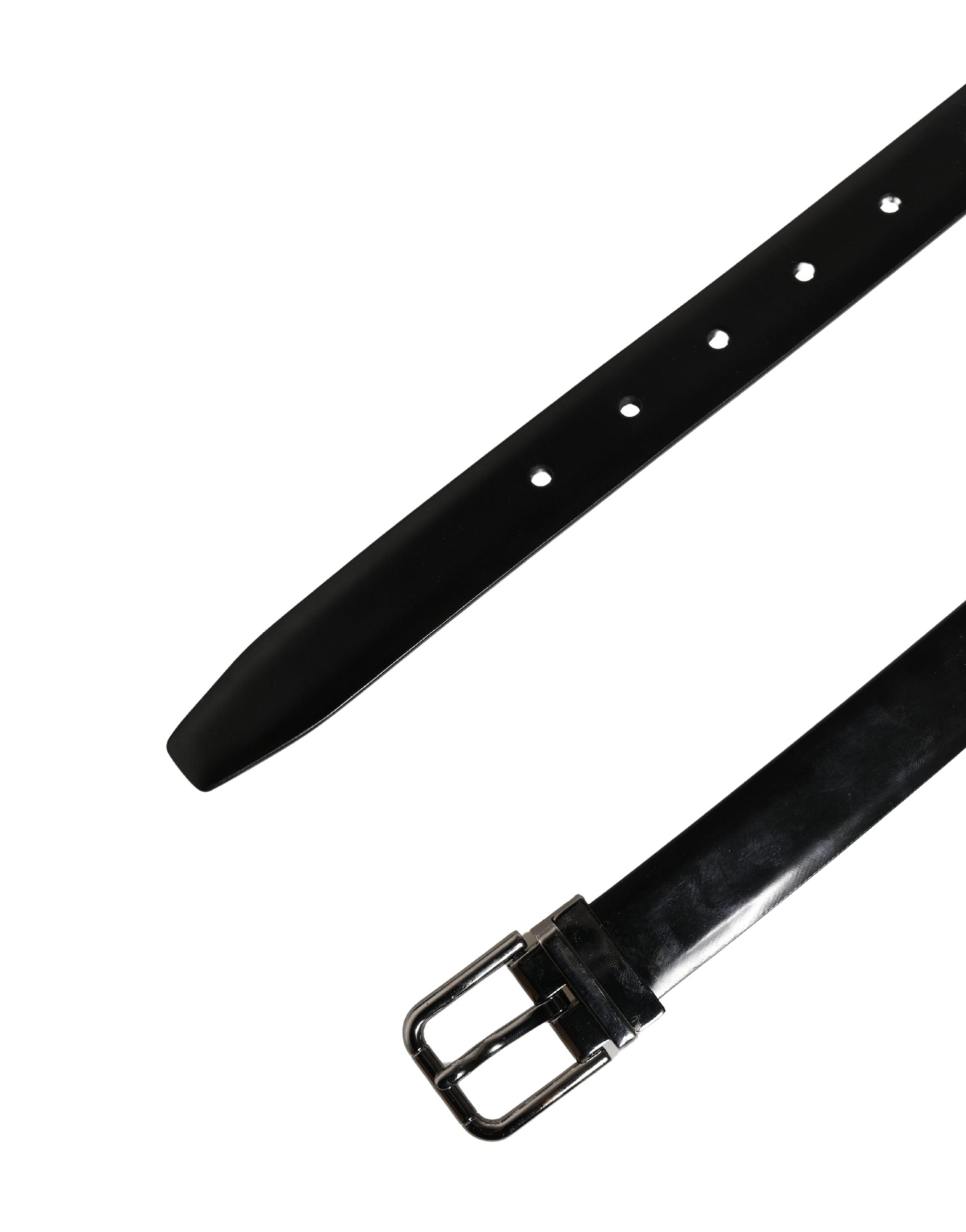 Dolce & Gabbana Men Black Leather Classic Metal Buckle Belt