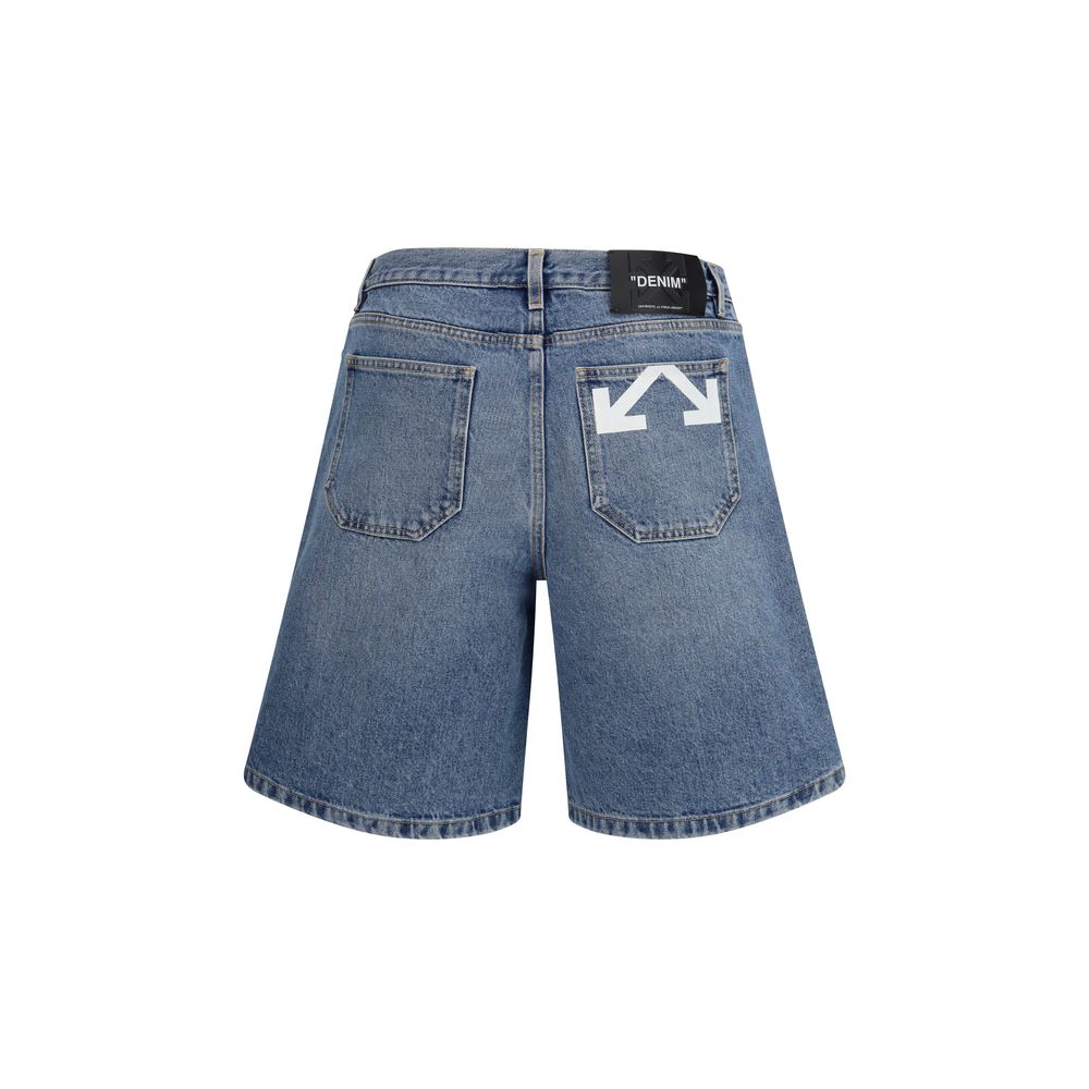 Off-White Blue Cotton Bermuda Shorts