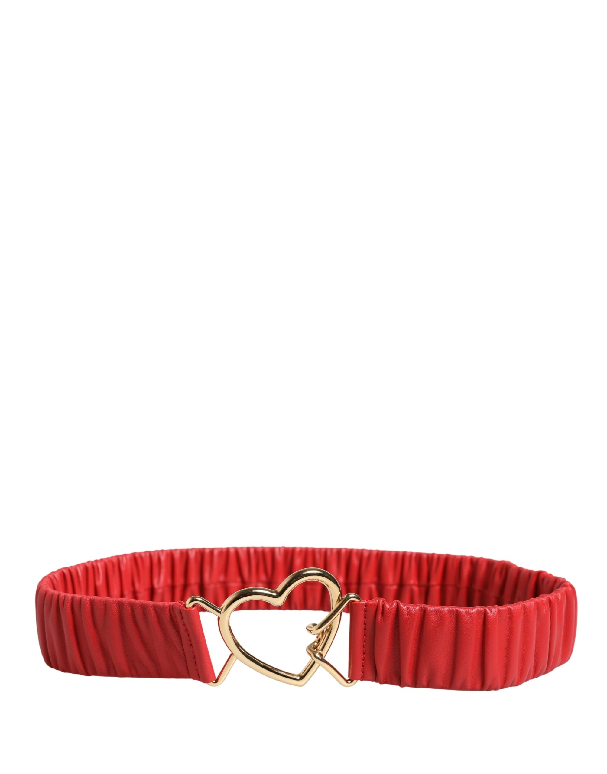 Dolce & Gabbana Red Leather Gold Heart Metal Buckle Belt