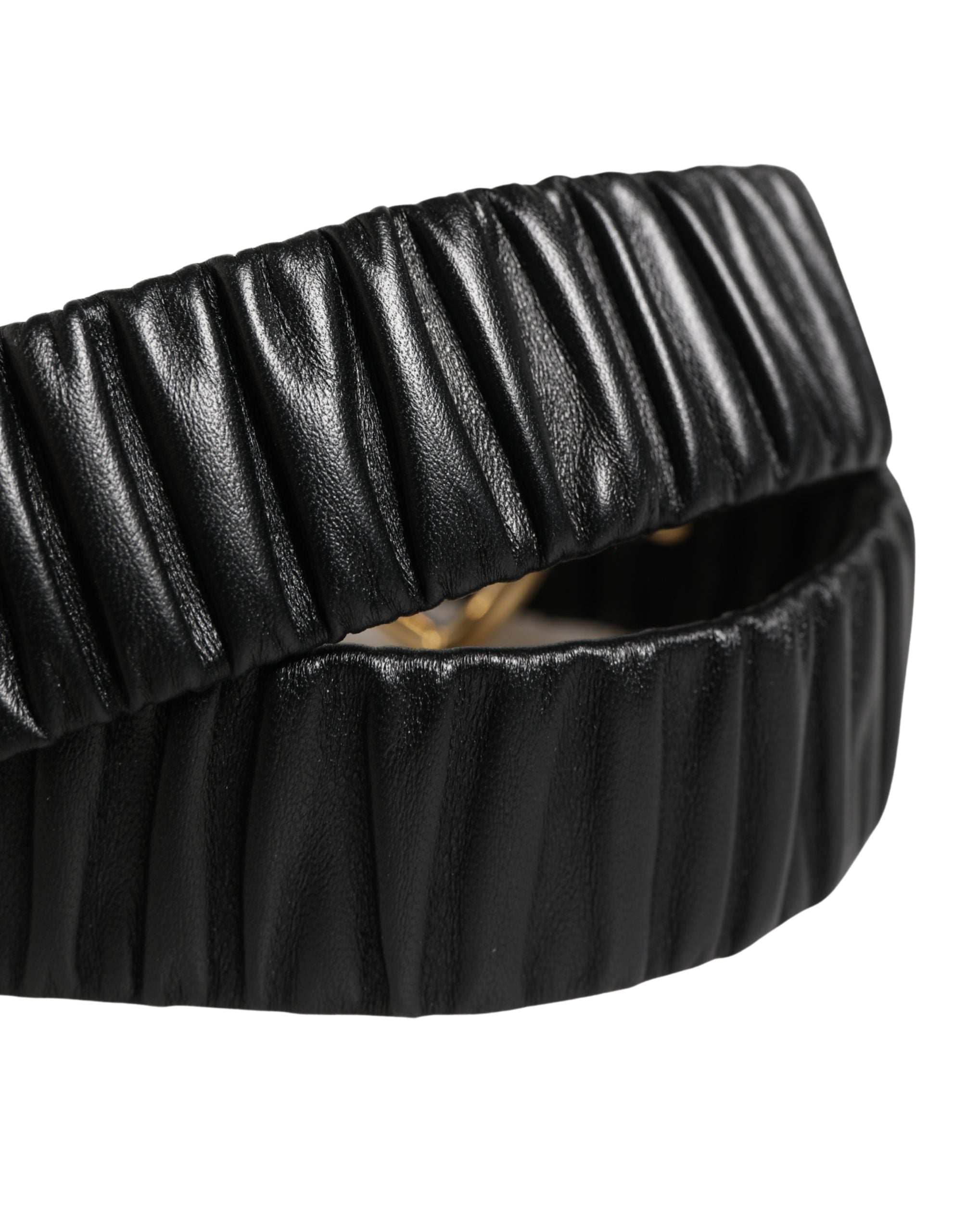 Dolce & Gabbana Black Leather Gold Heart Metal Buckle Belt