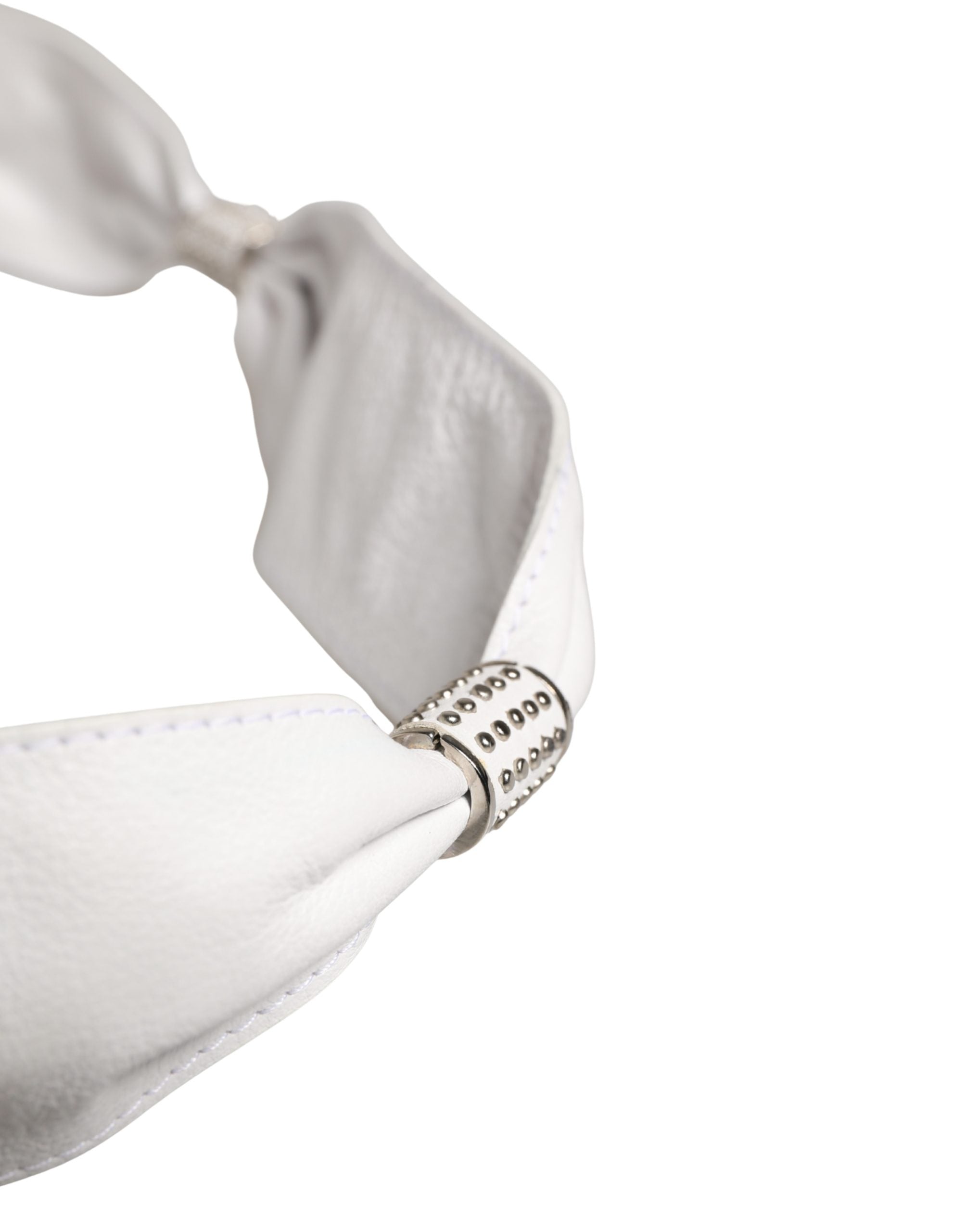 Orciani Women White Leather Embellished Wide Waist Cintura Belt