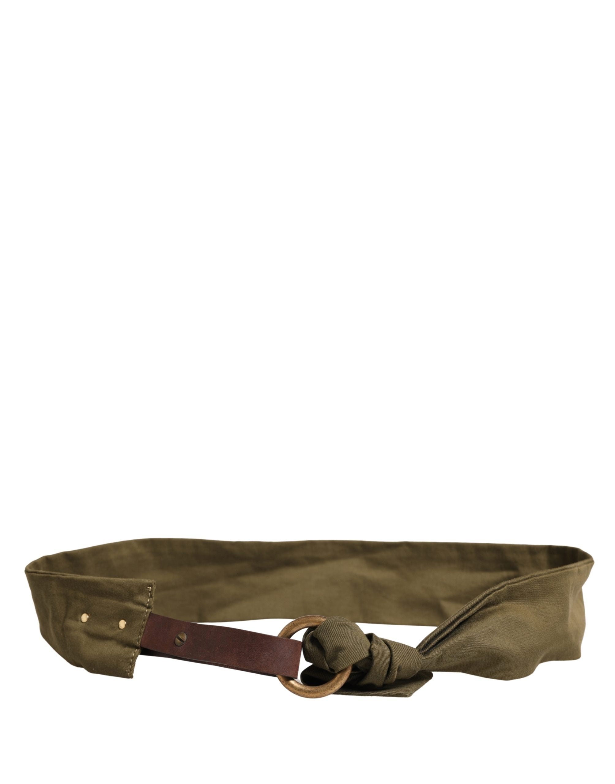 Ermanno Scervino Army Green Cotton Round Buckle Waist Belt