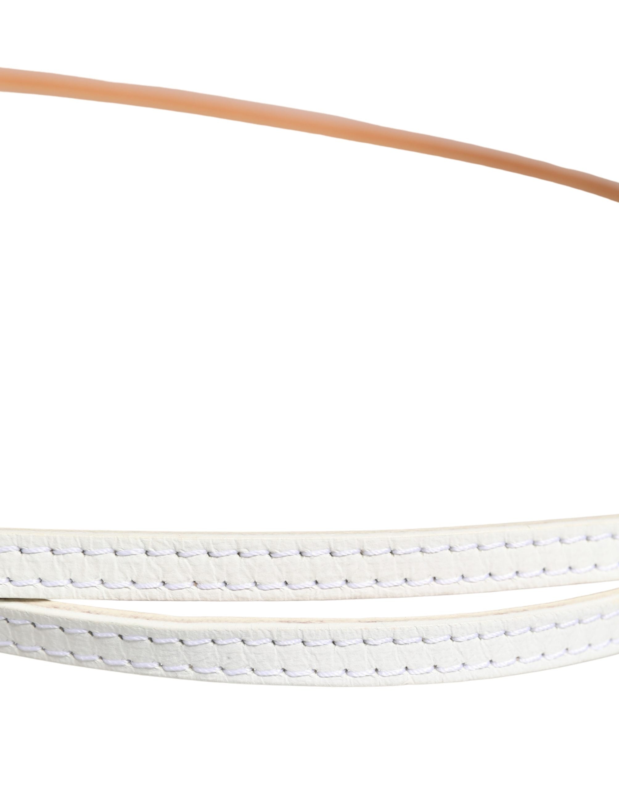 Ermanno Scervino White Leather Skinny Gold Metal Buckle Belt