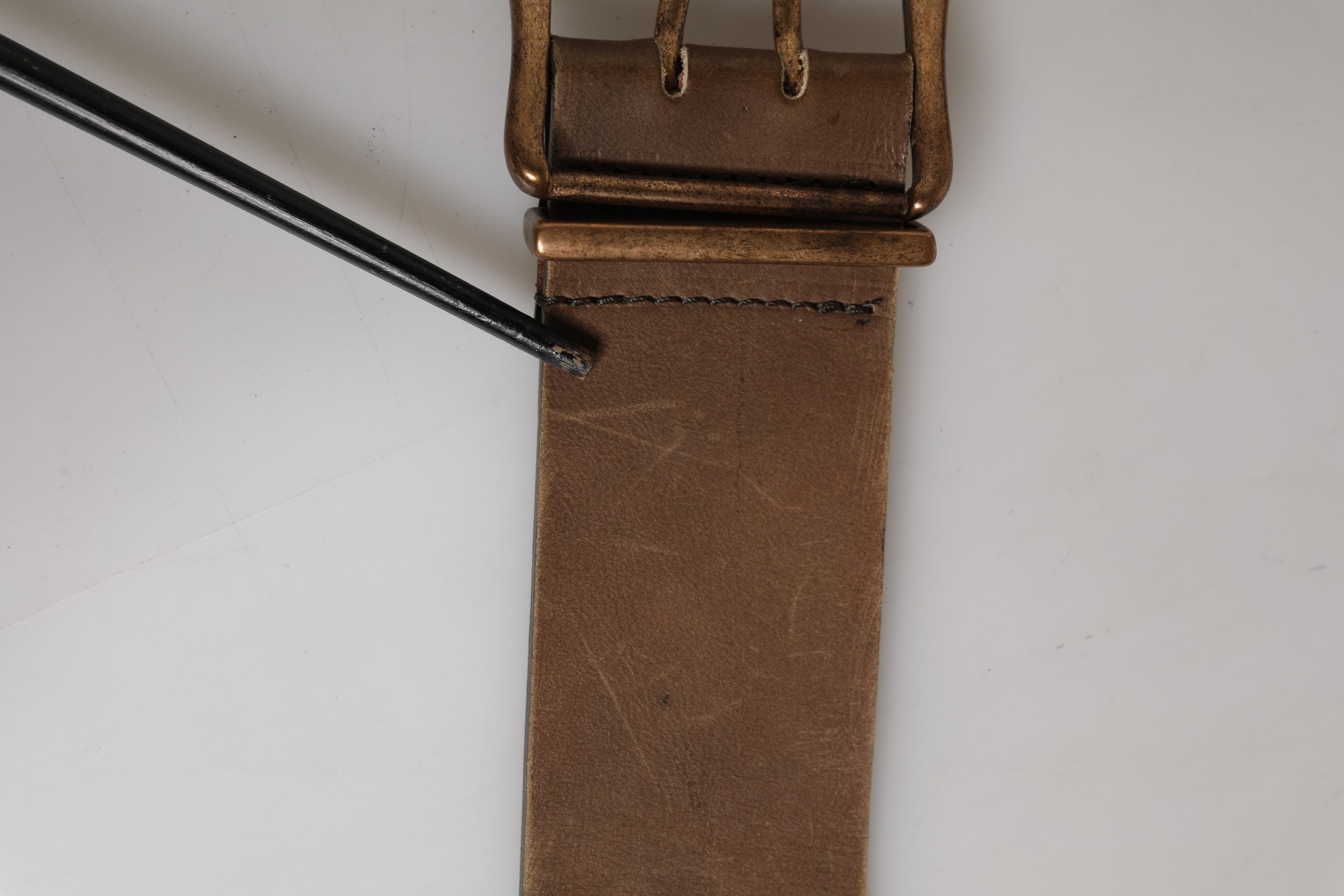 Ermanno Scervino Brown Leather Wide Gold Metal Buckle Belt