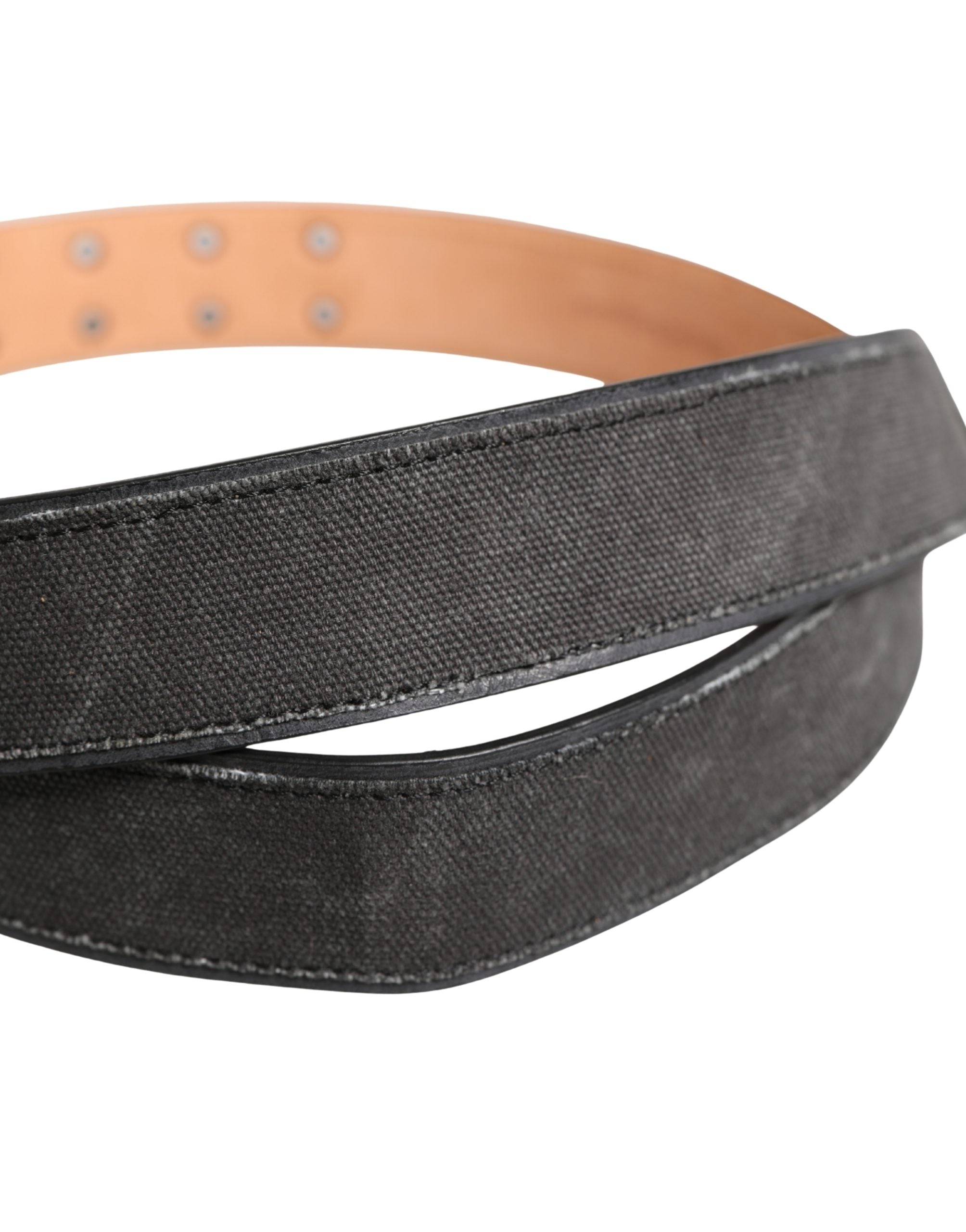 Ermanno Scervino Black Wool Cotton Logo Metal Buckle Belt