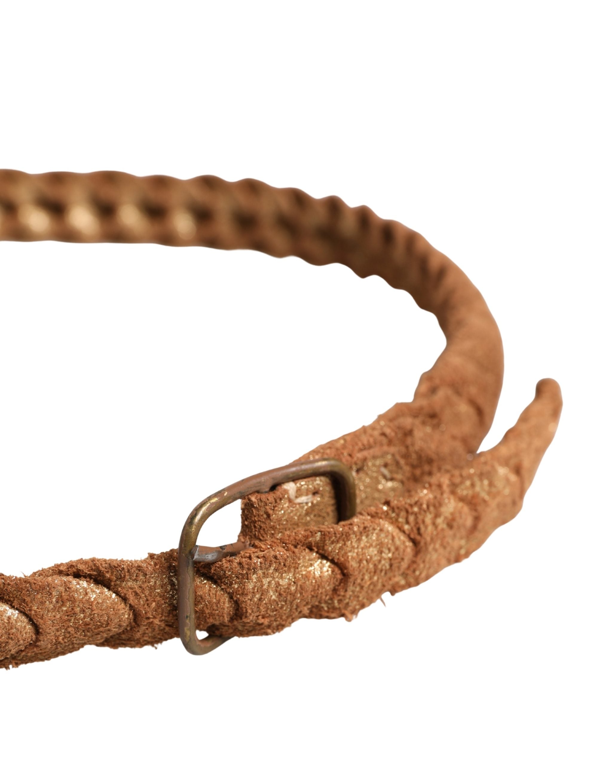 Ermanno Scervino Brown Leather Braided Metal Buckle Belt
