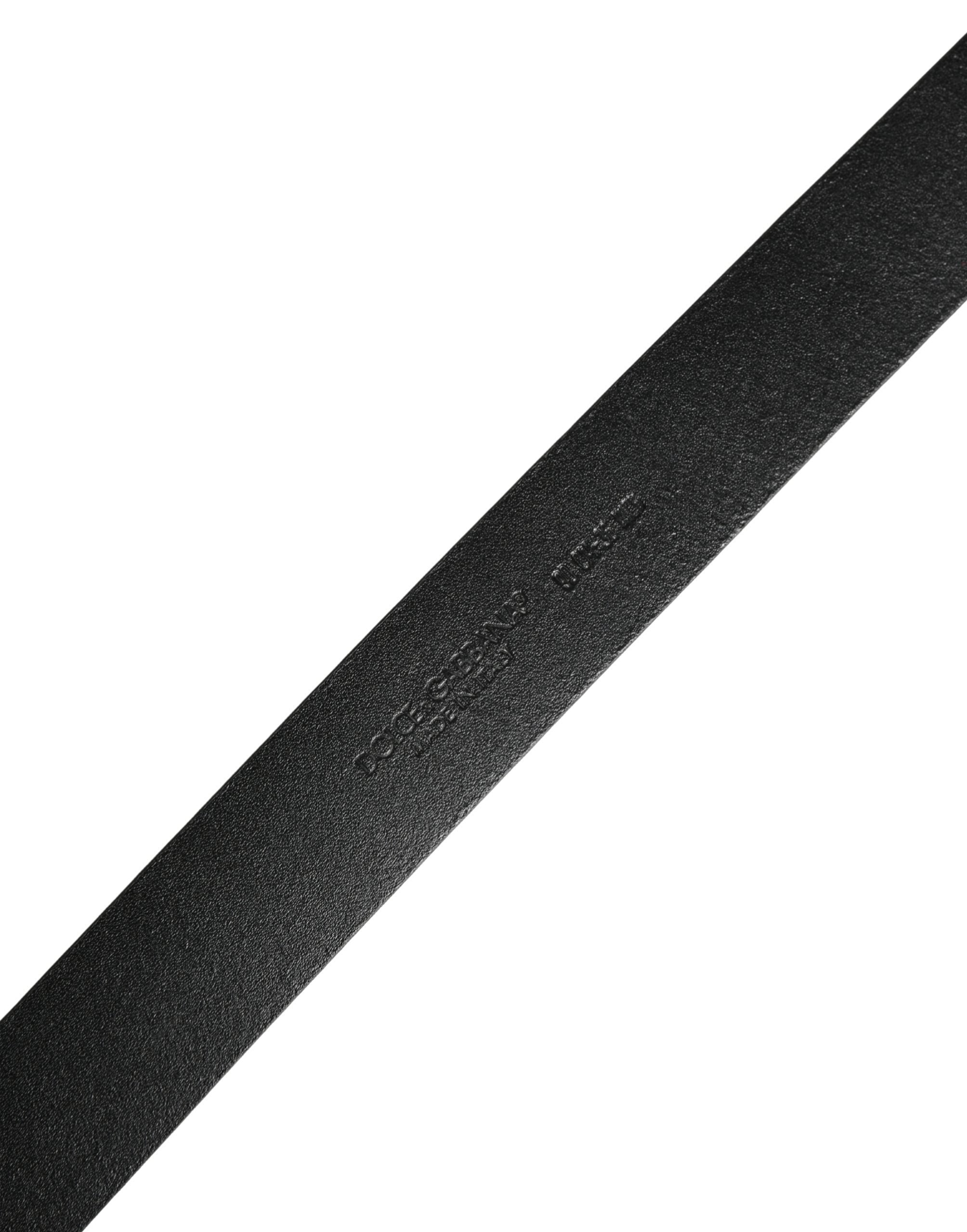 Dolce & Gabbana Black Calfskin Leather Silver Metal Buckle Belt