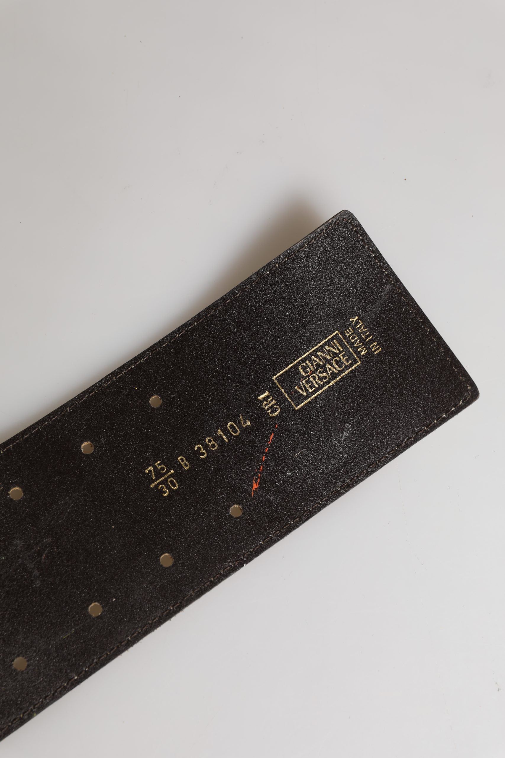 Versace Beige Suede Leather Silver Metal Buckle Belt