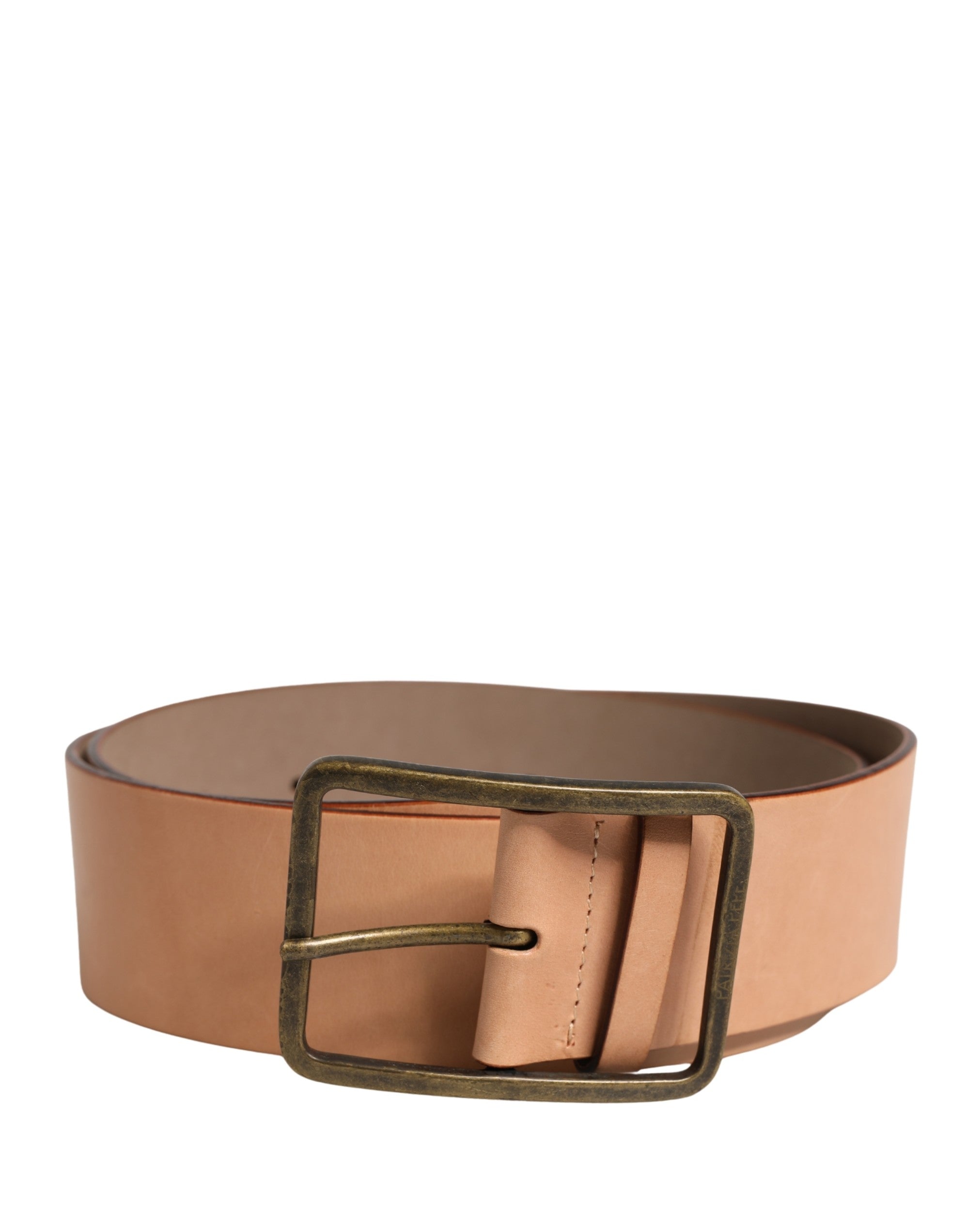 Patrizia Pepe Beige Genuine Leather Wide Waist Metal Buckle Belt